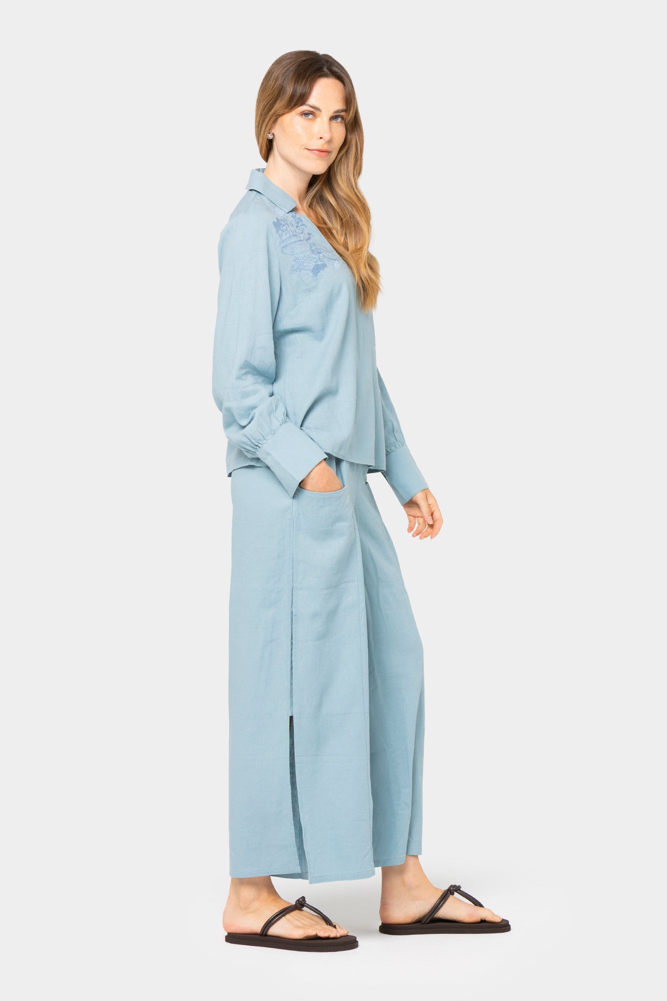 Boheme Linen Blend Side Panel Pant