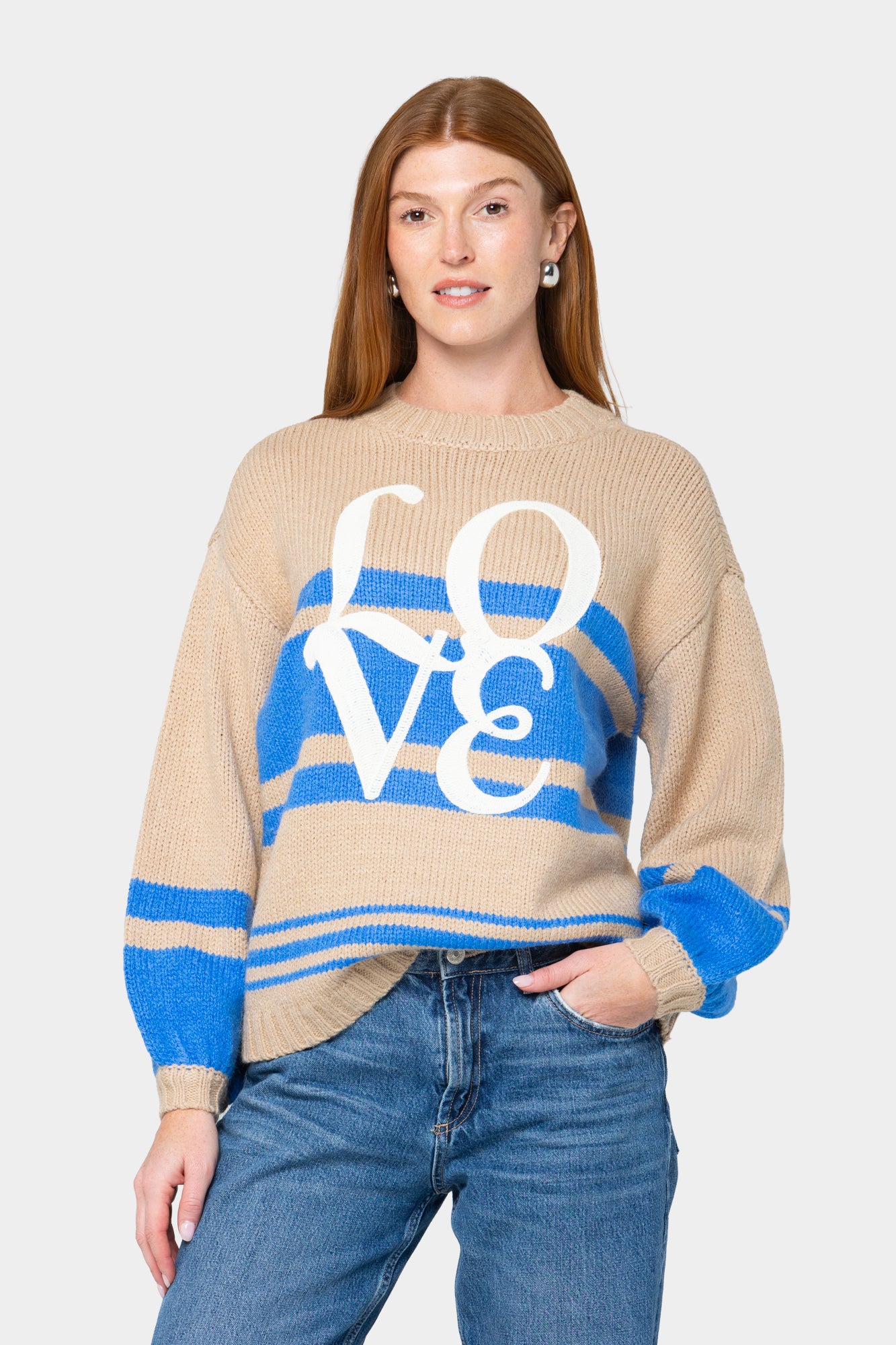 Stripe Latern Sleeve Sweater