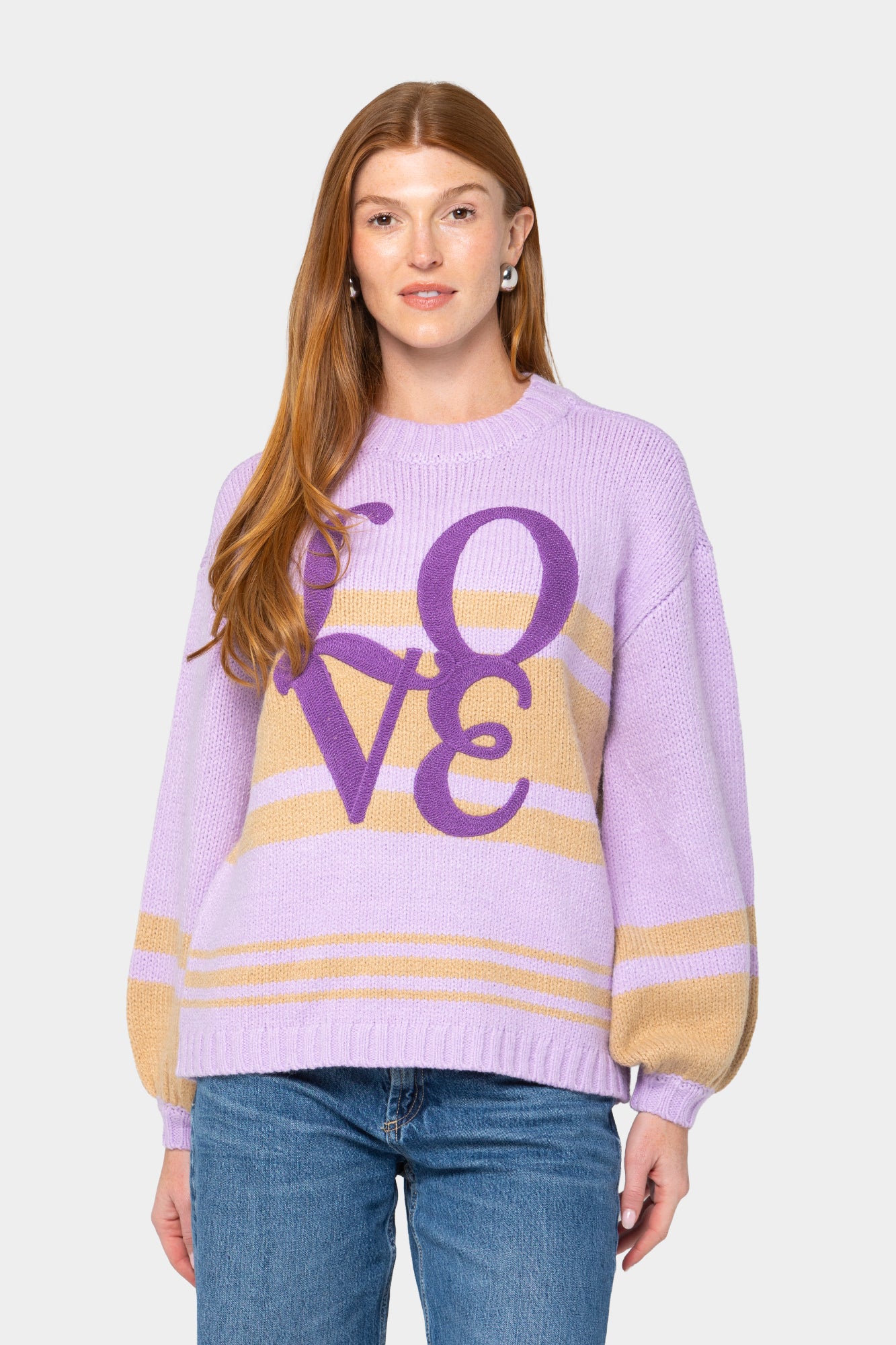 Stripe Latern Sleeve Sweater