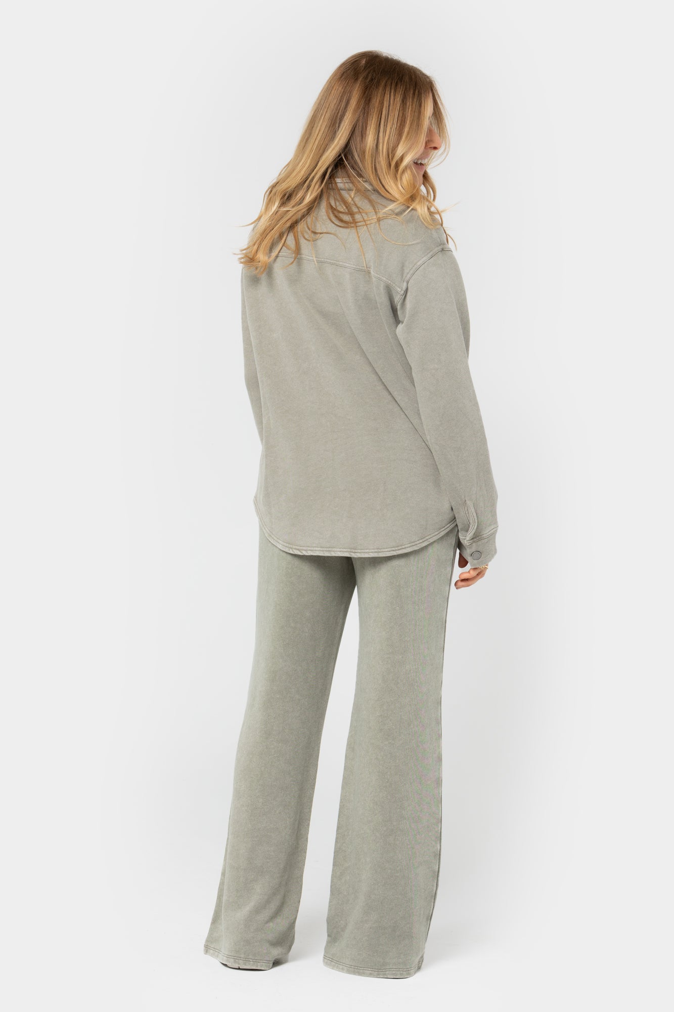 Knit Indigo Wash Full Length Pants