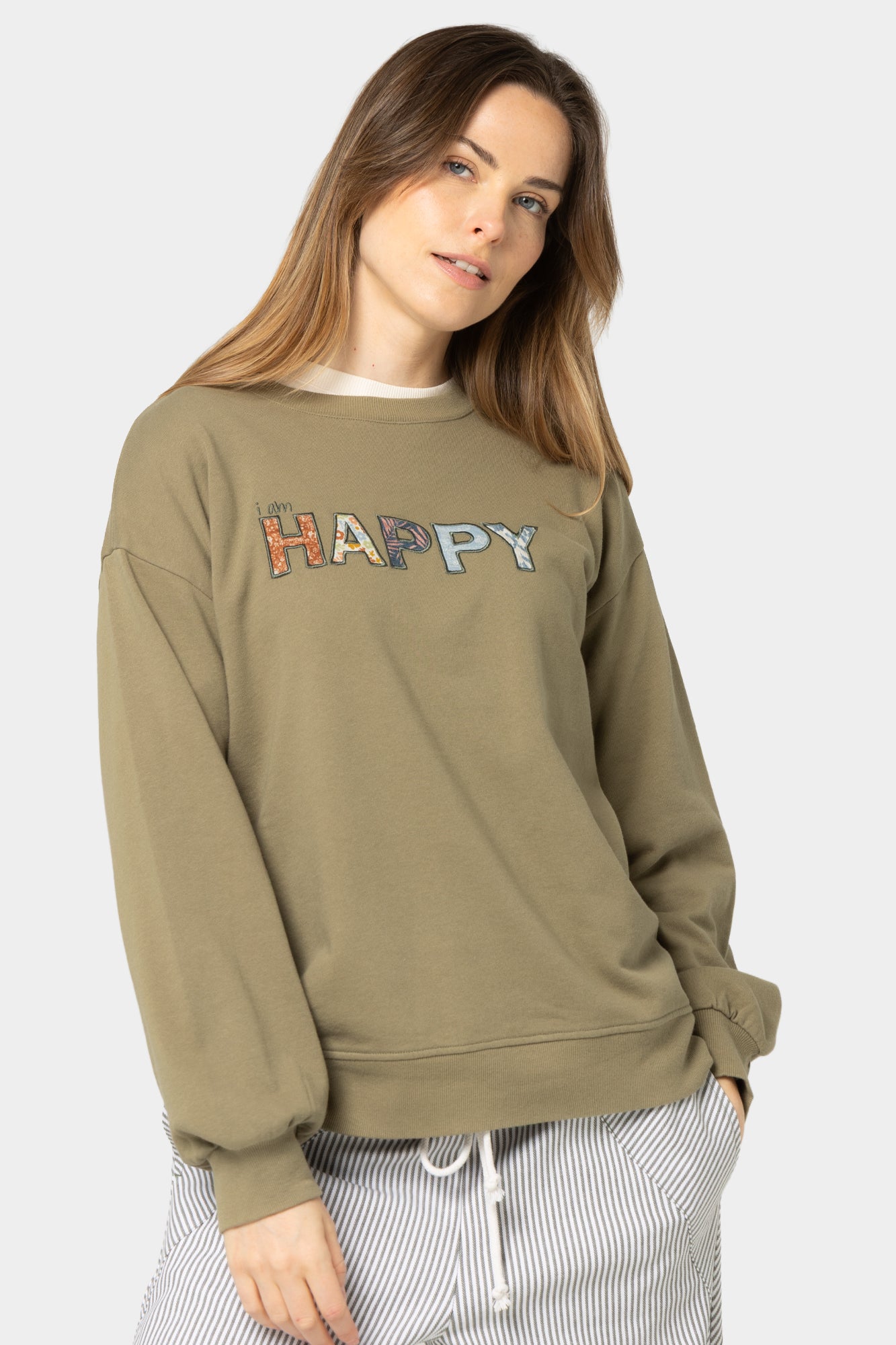 Affirmation Applique Pullover Crew Neck
