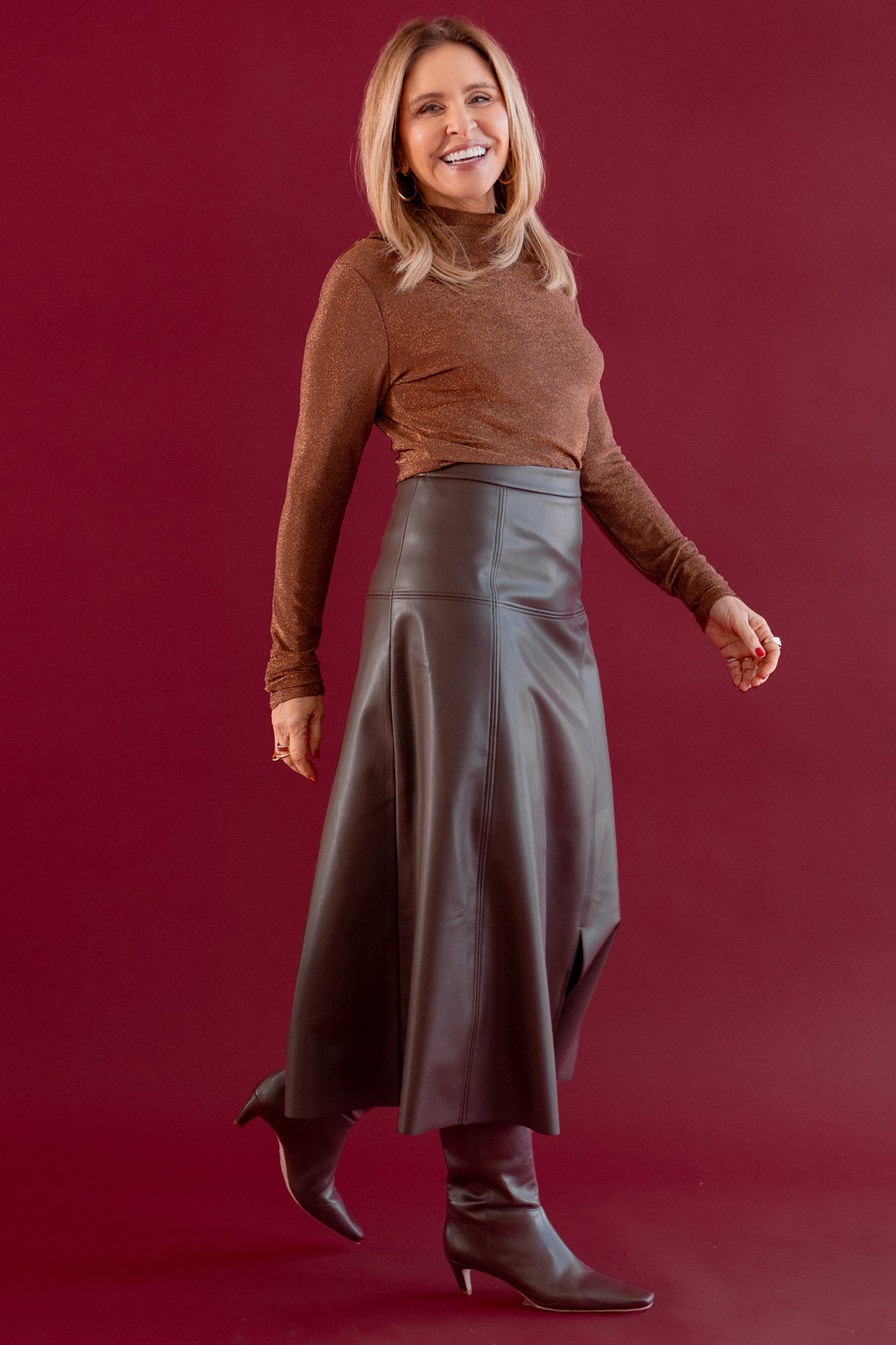 Black Label Coated Denim Skirt