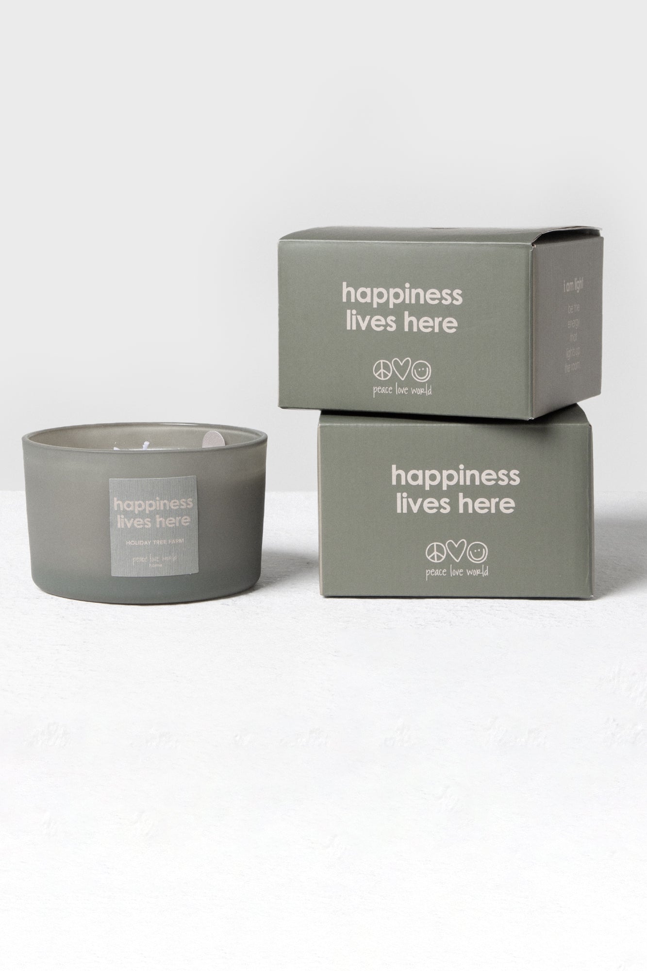 16oz set of 2 Candles - Happiness Lives Here - Holiday Tree Farm