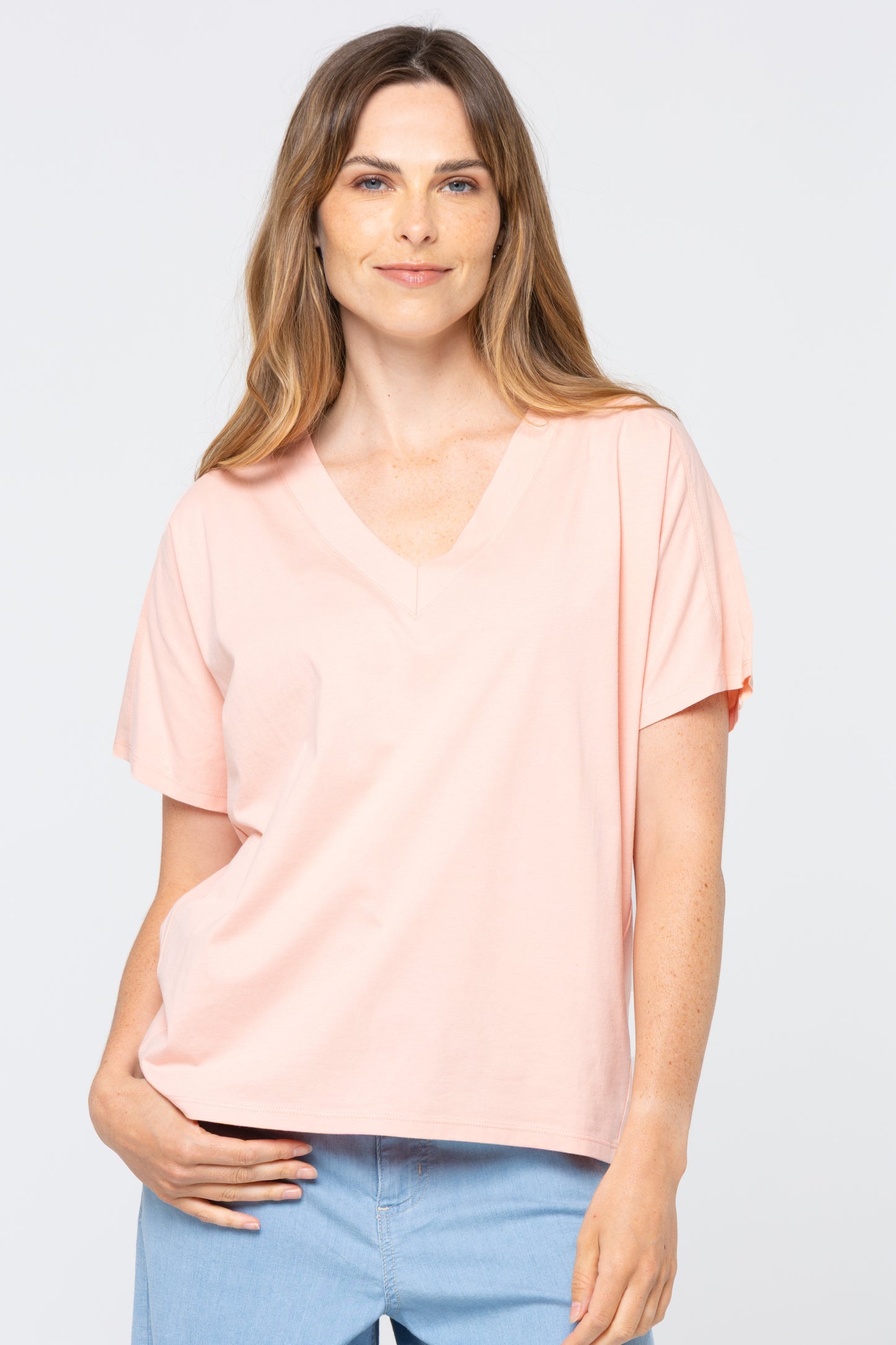 Sueded Knit Mixed Media Dolman Tee