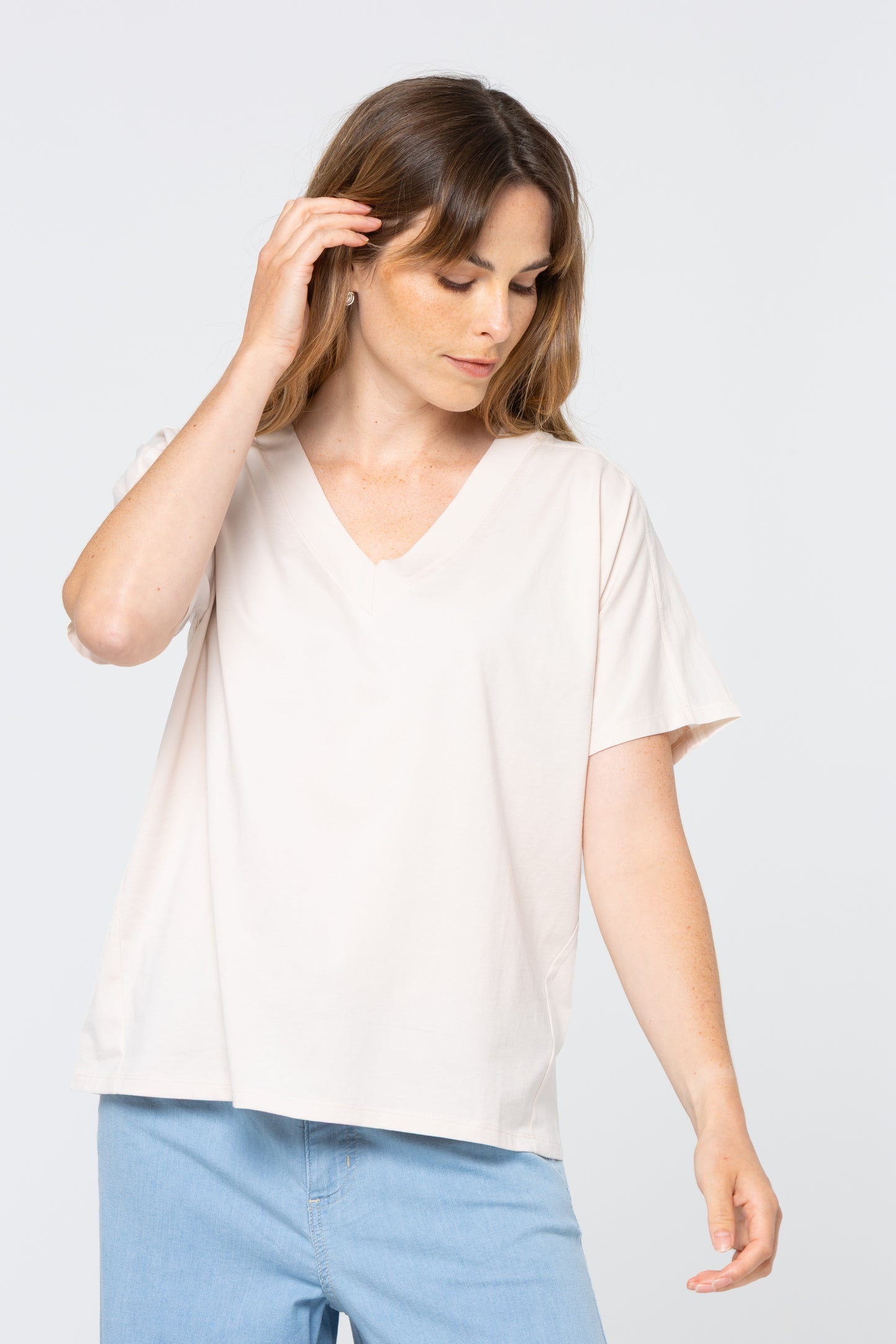 Sueded Knit Mixed Media Dolman Tee