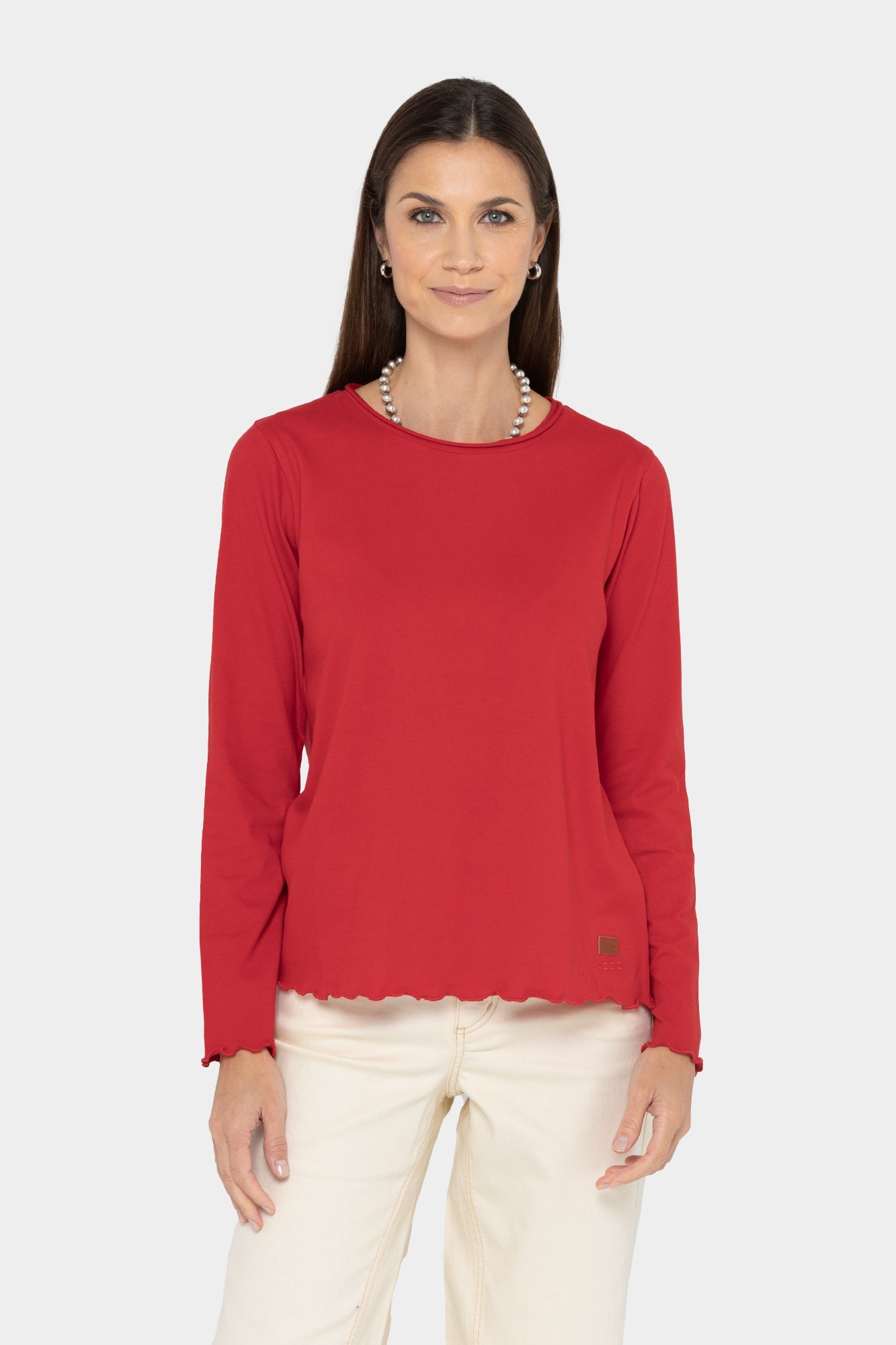 Sueded Knit Lettuce Edge Top