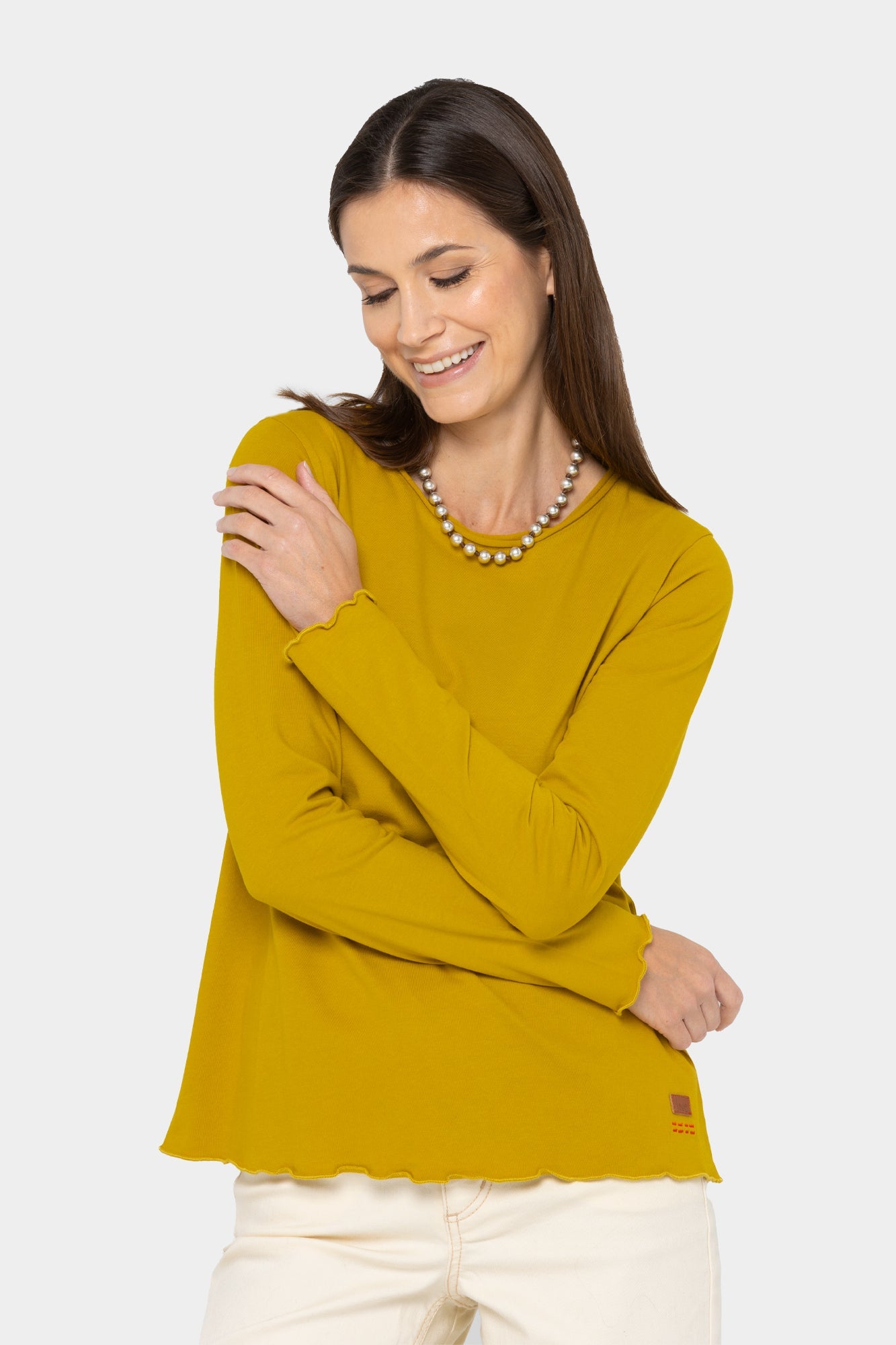 Sueded Knit Lettuce Edge Top