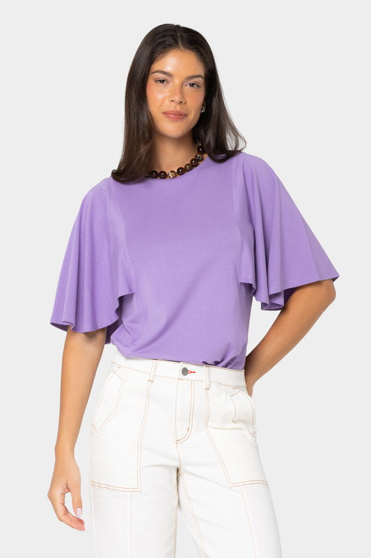 Boheme Crew Neck Flutter Sleeve Top
