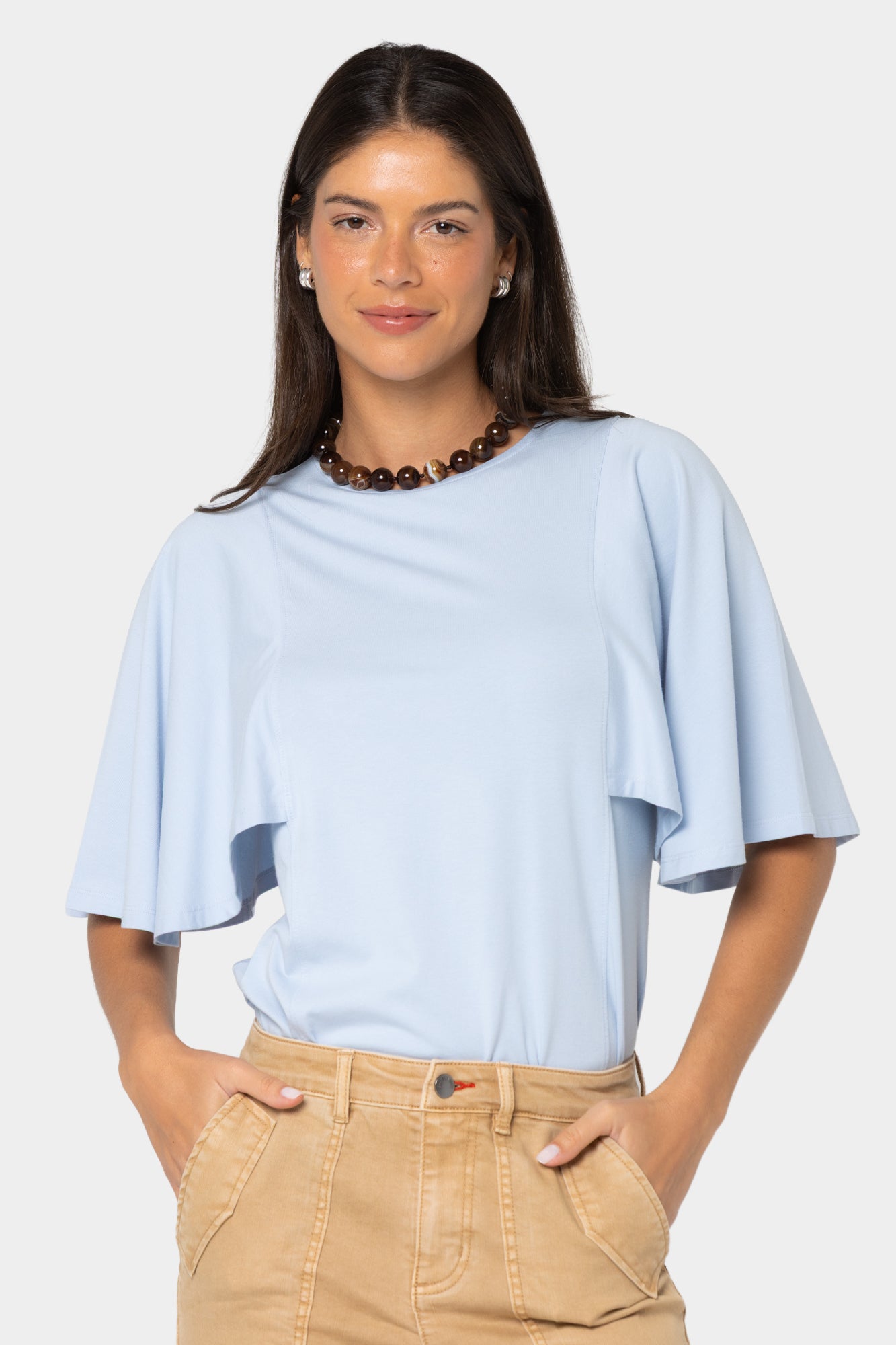 Boheme Crew Neck Flutter Sleeve Top