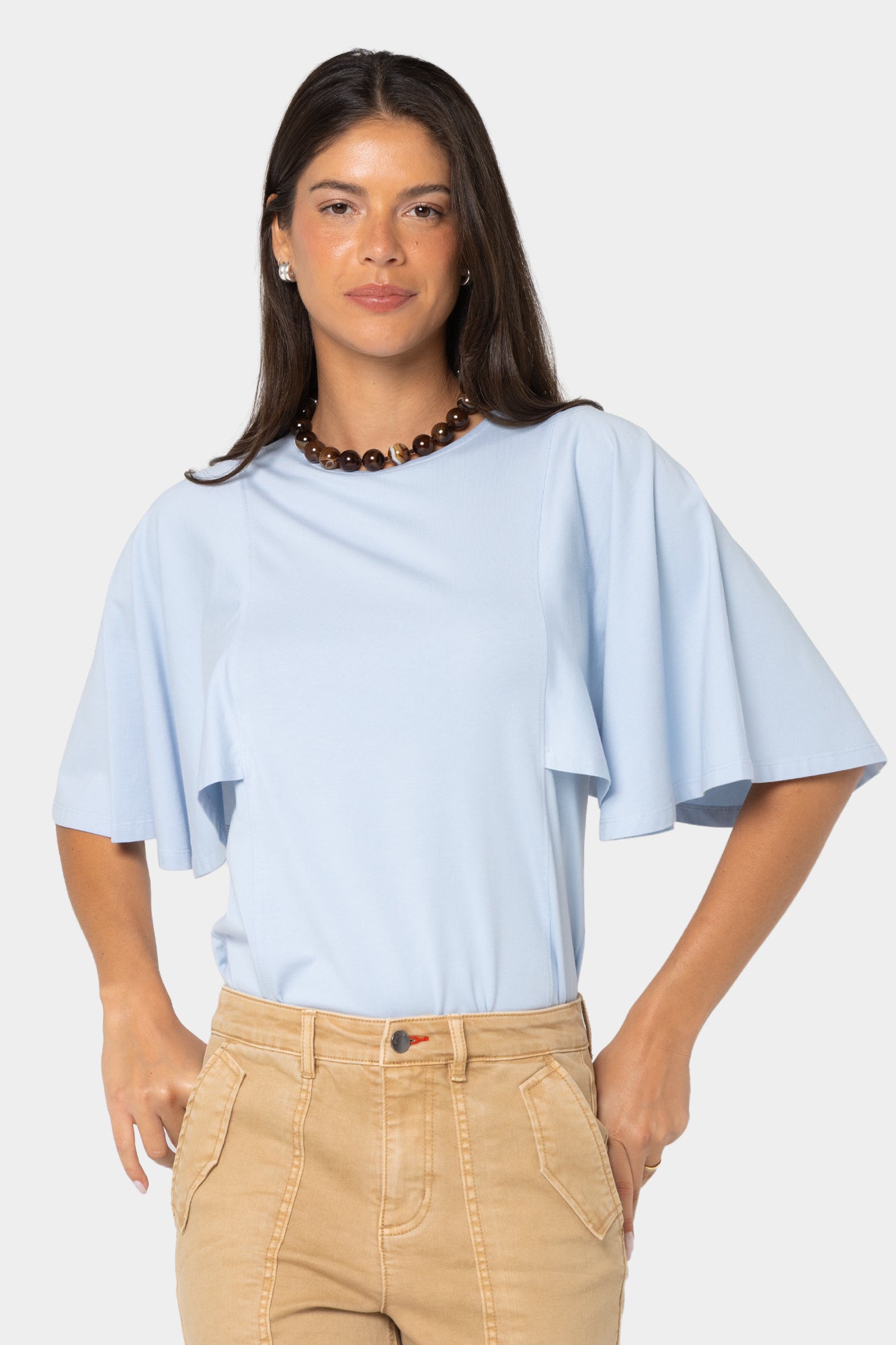 Boheme Crew Neck Flutter Sleeve Top