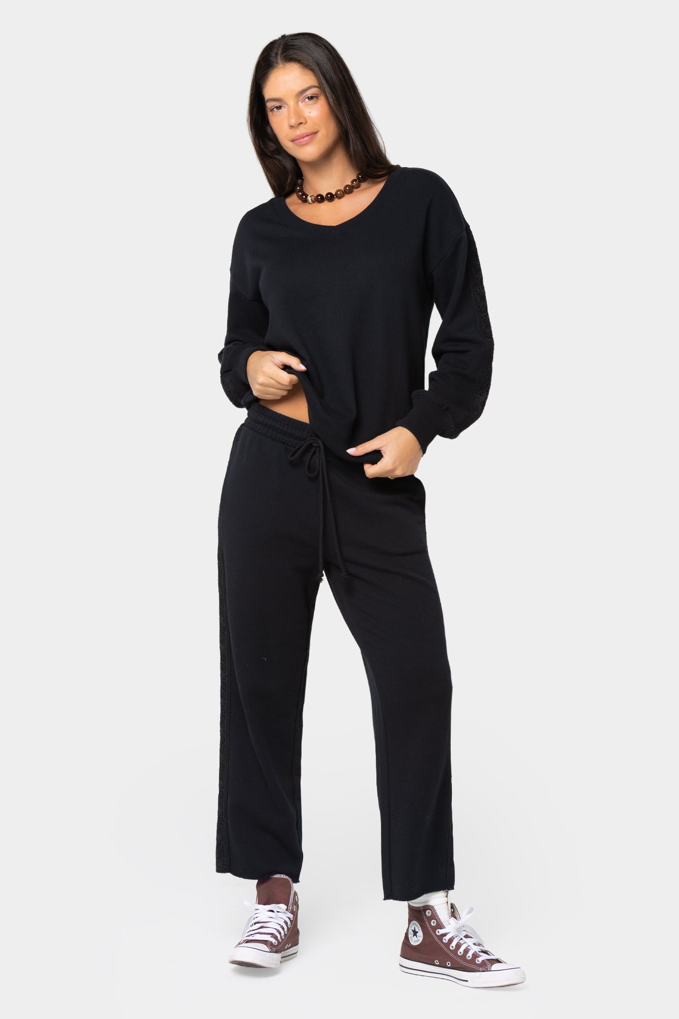 Boheme Cropped Pant with Crochet Trim
