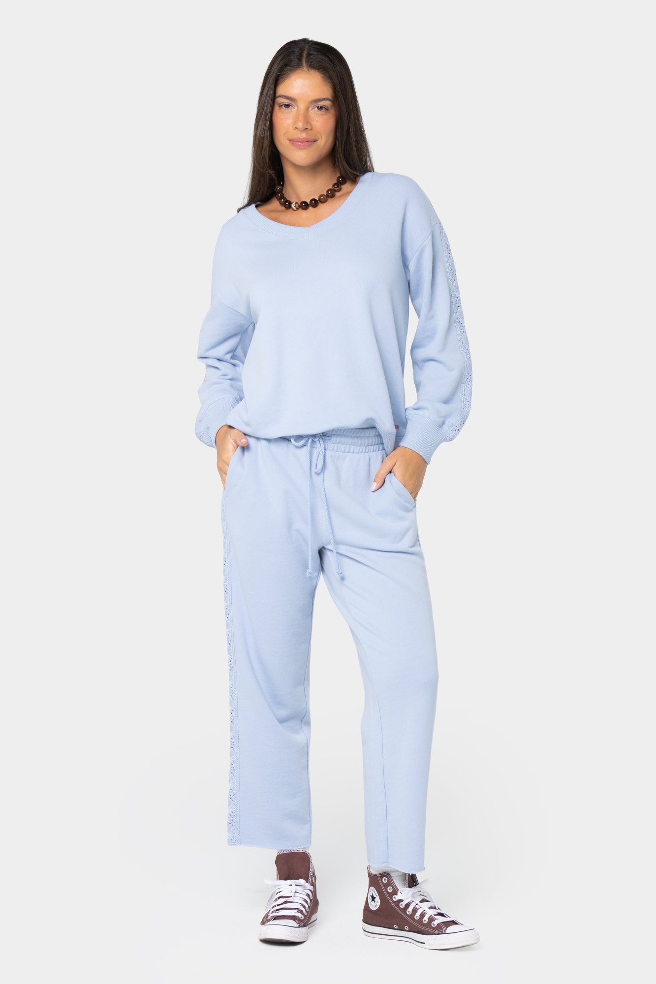 Boheme Cropped Pant with Crochet Trim