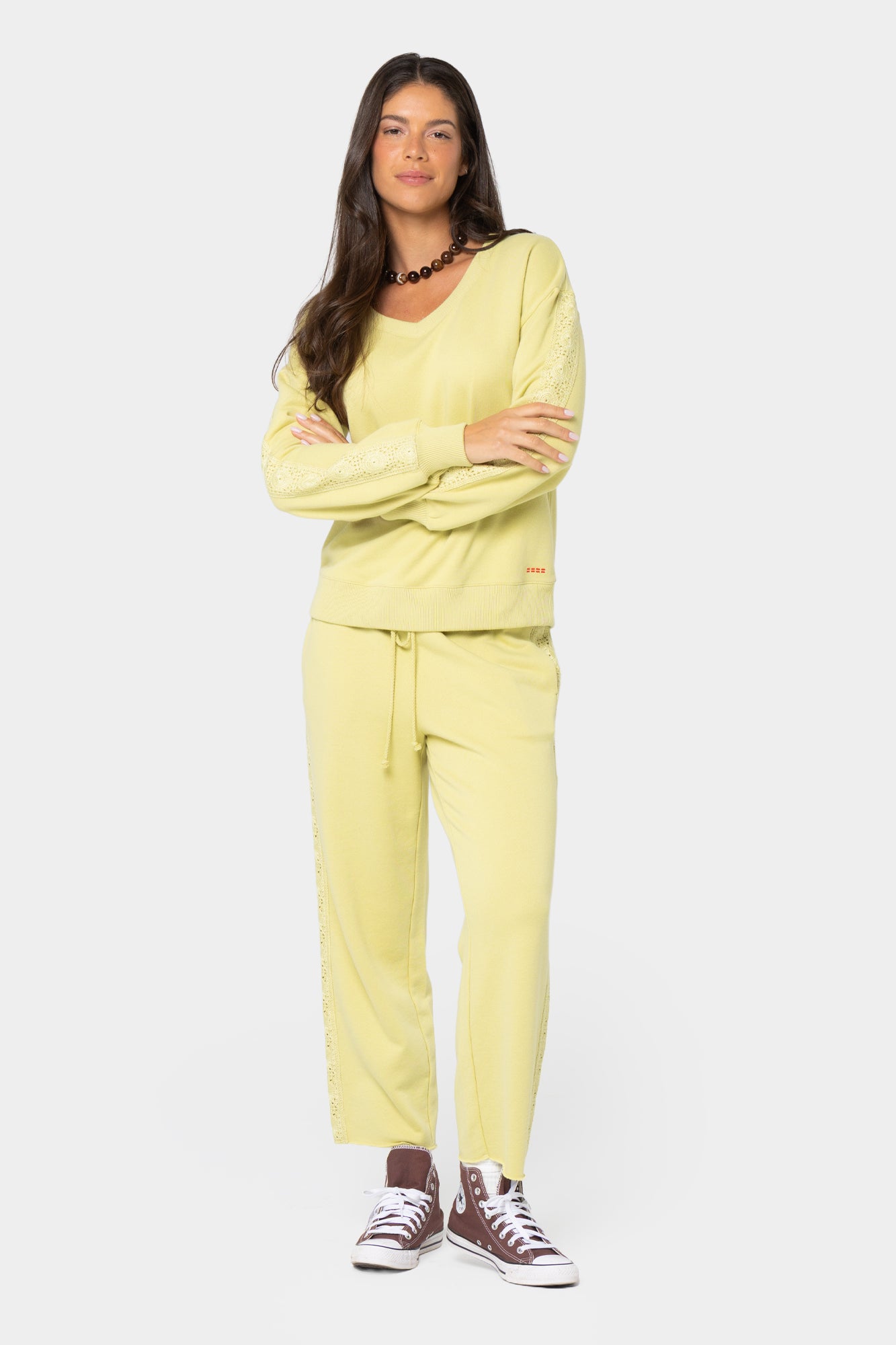 Boheme Cropped Pant with Crochet Trim