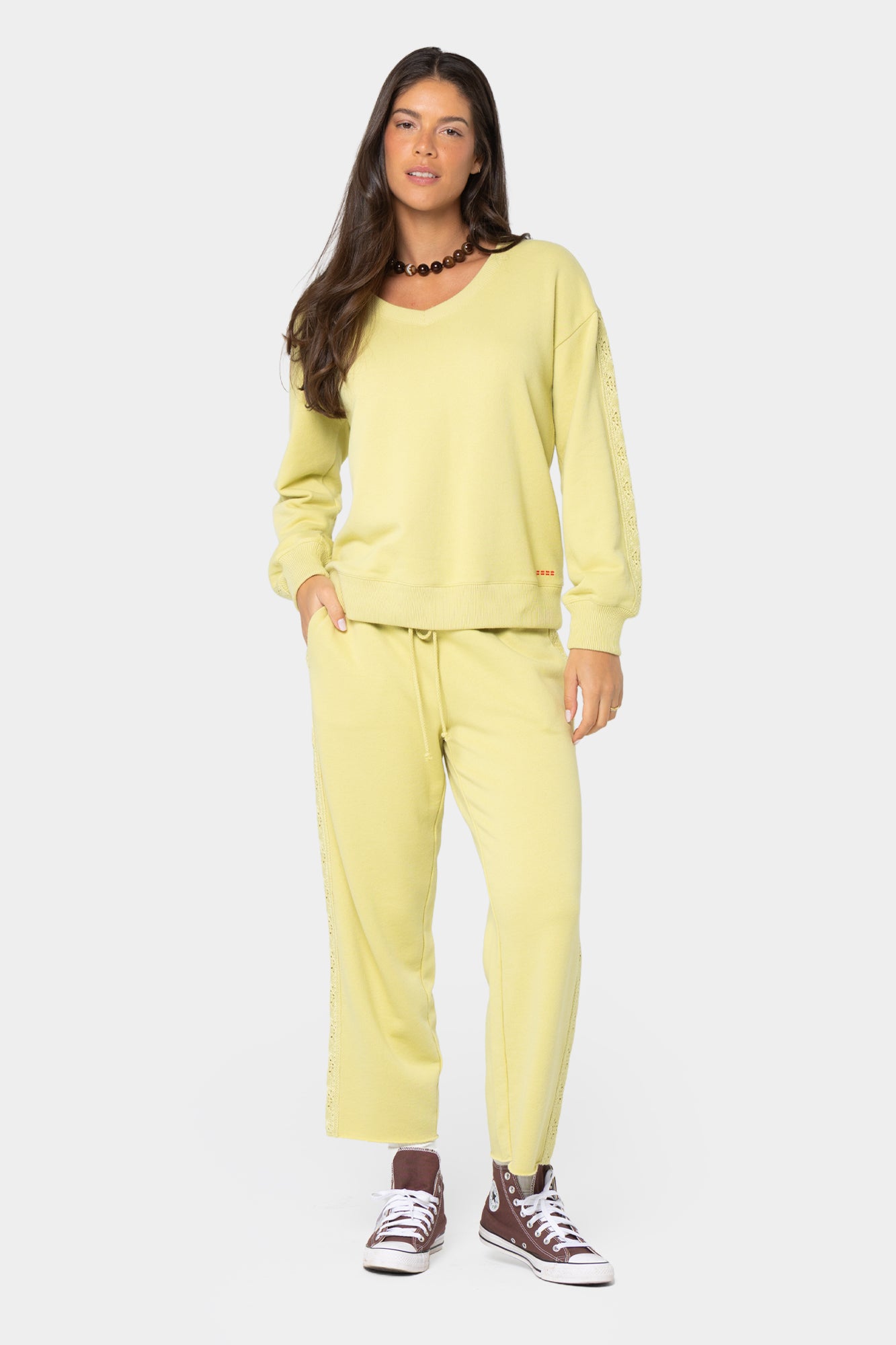 Boheme Cropped Pant with Crochet Trim