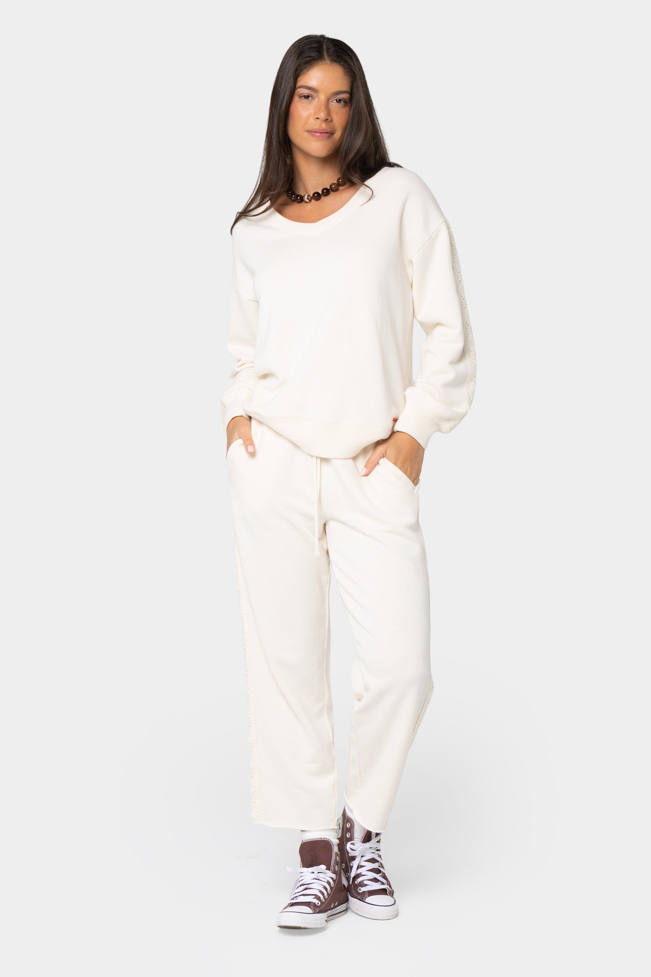 Boheme Cropped Pant with Crochet Trim