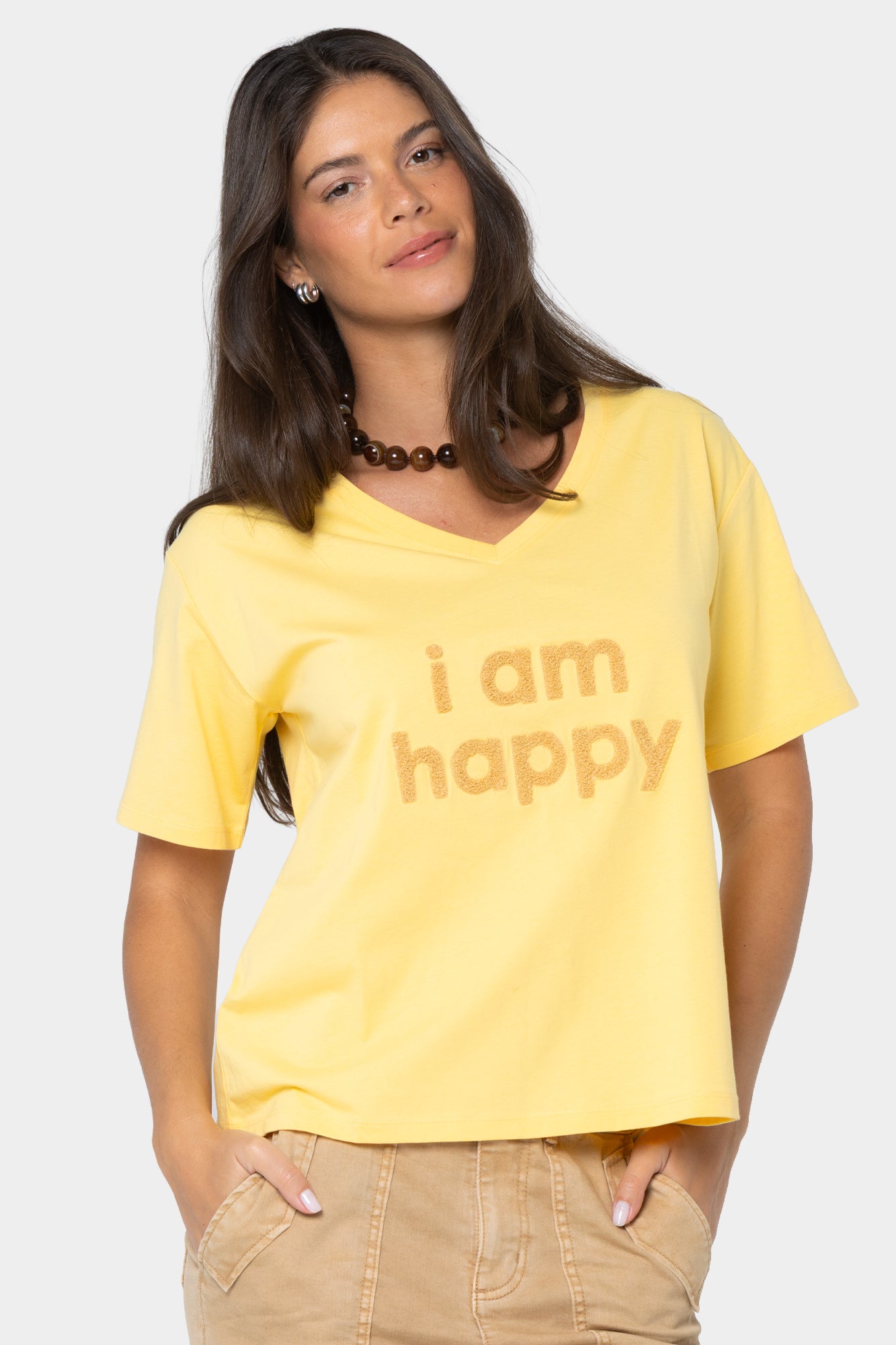 Boheme Mixed Media V-Neck Motif Tee