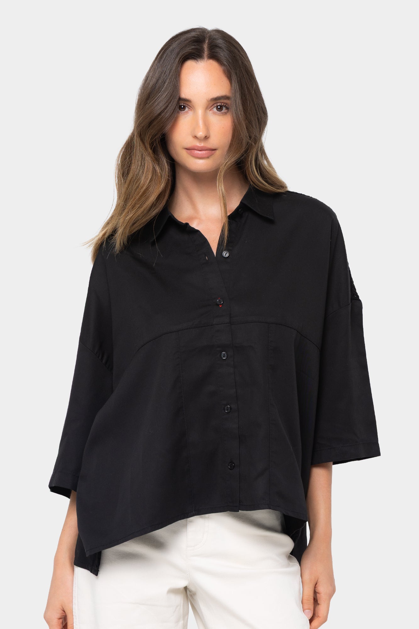 Boheme Button Front Shirt with Crochet Detail