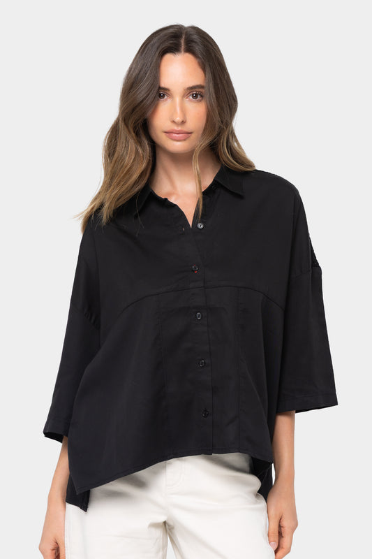 Boheme Button Front Shirt with Crochet Detail
