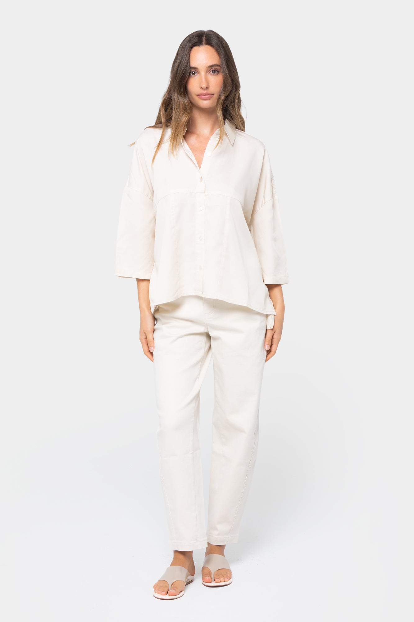 Boheme Button Front Shirt with Crochet Detail