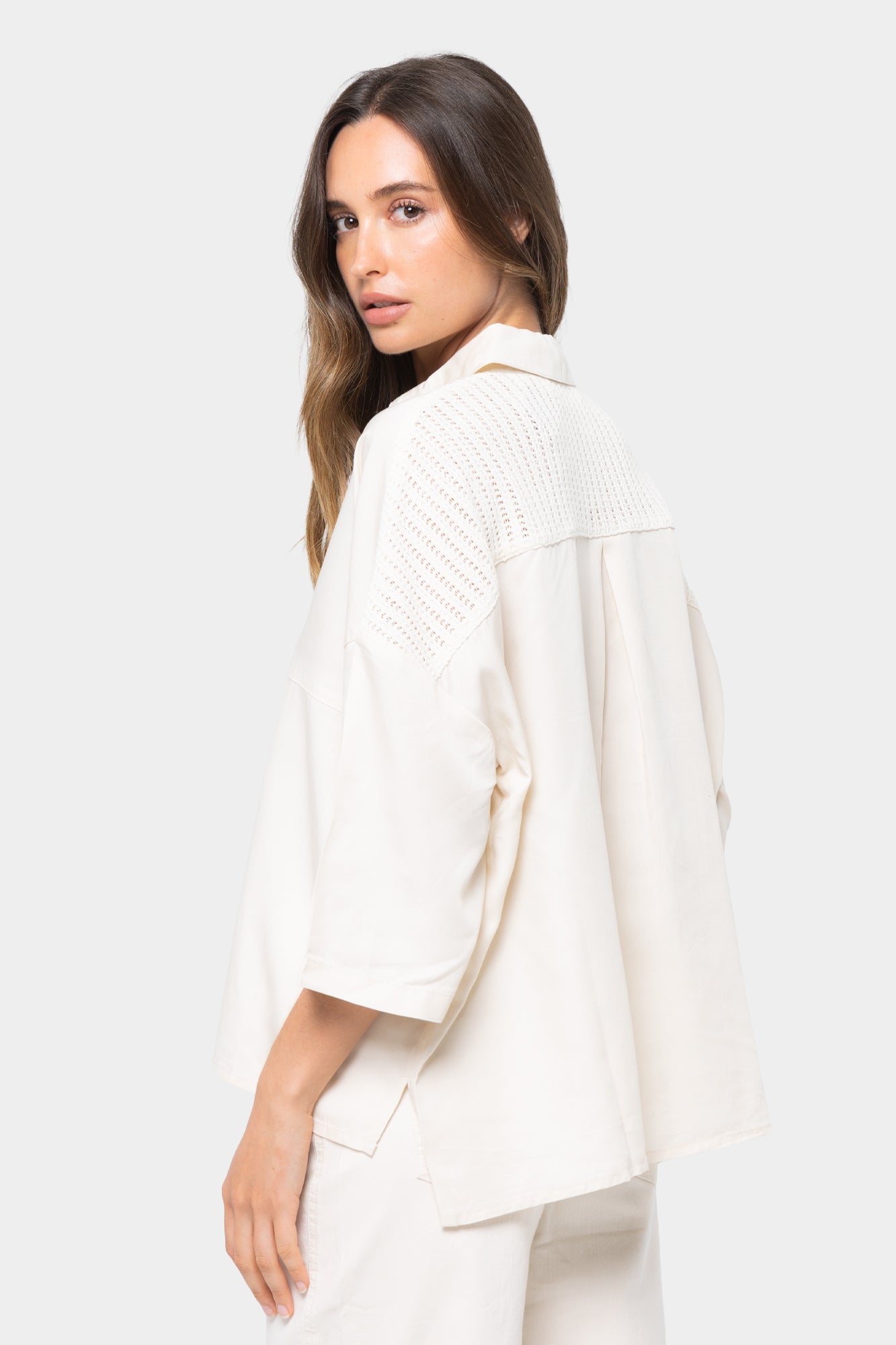 Boheme Button Front Shirt with Crochet Detail