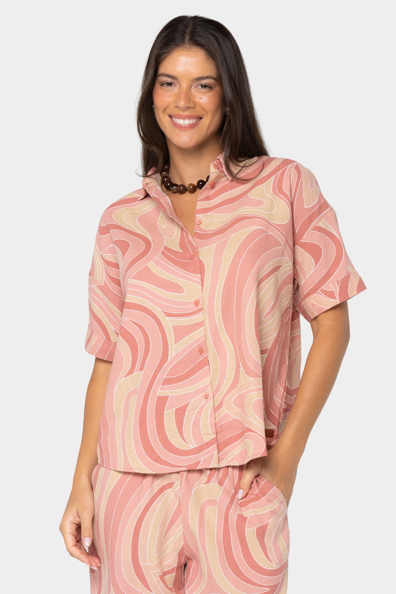 Boheme Linen Button Up Polo Top