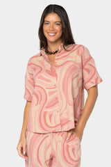Boheme Linen Button Up Polo Top