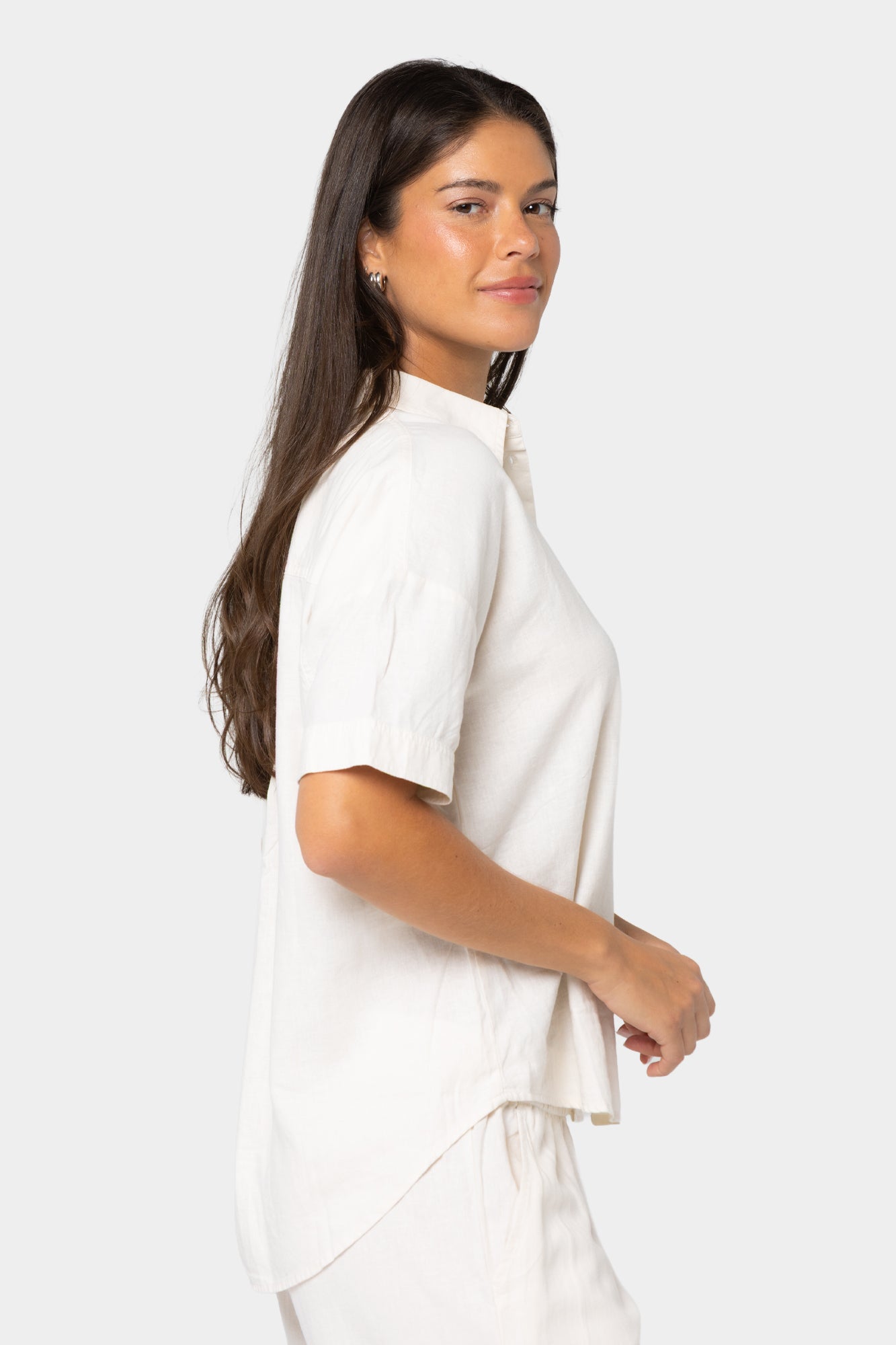 Boheme Linen Button Up Polo Top