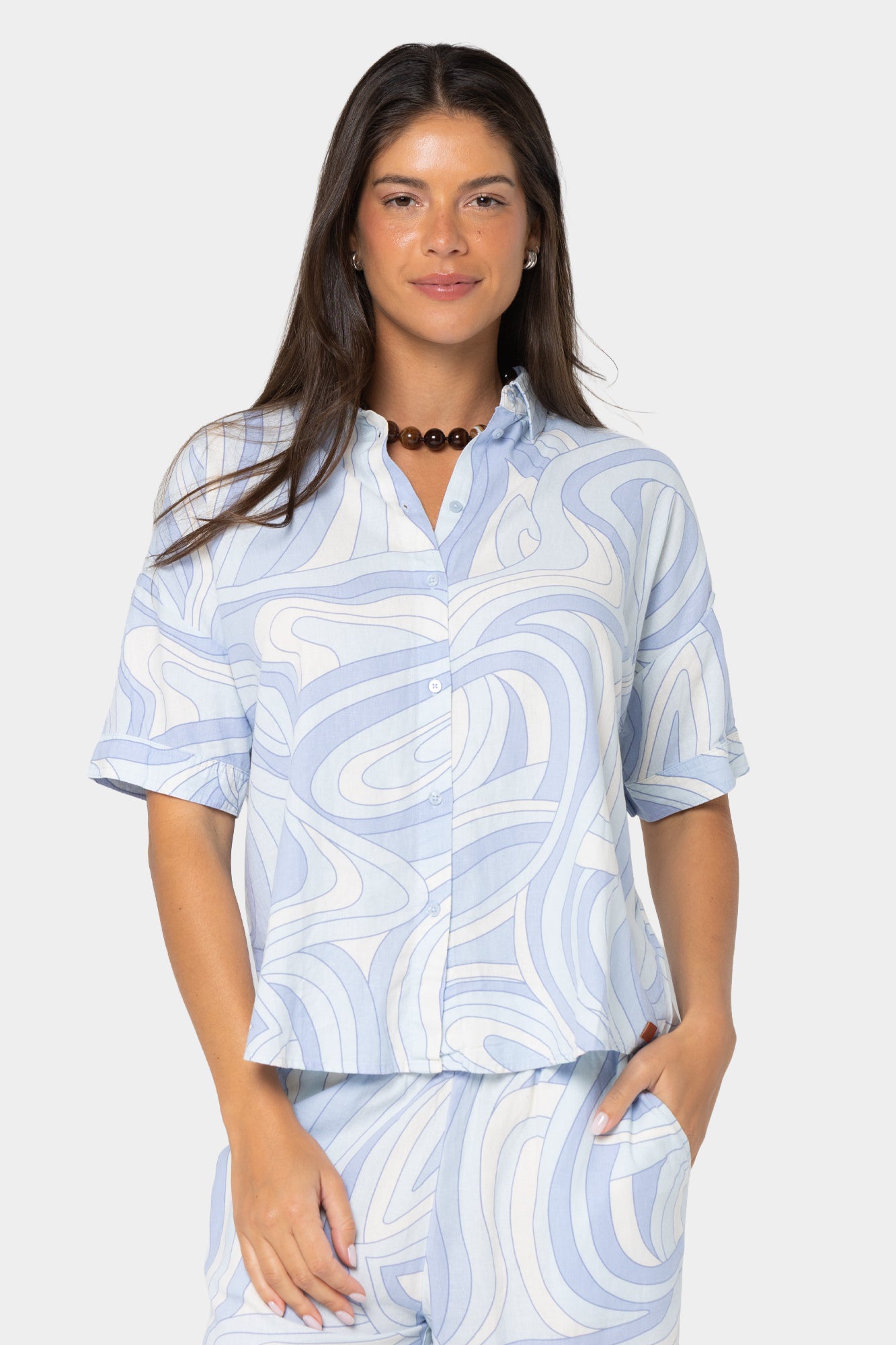 Boheme Linen Button Up Polo Top
