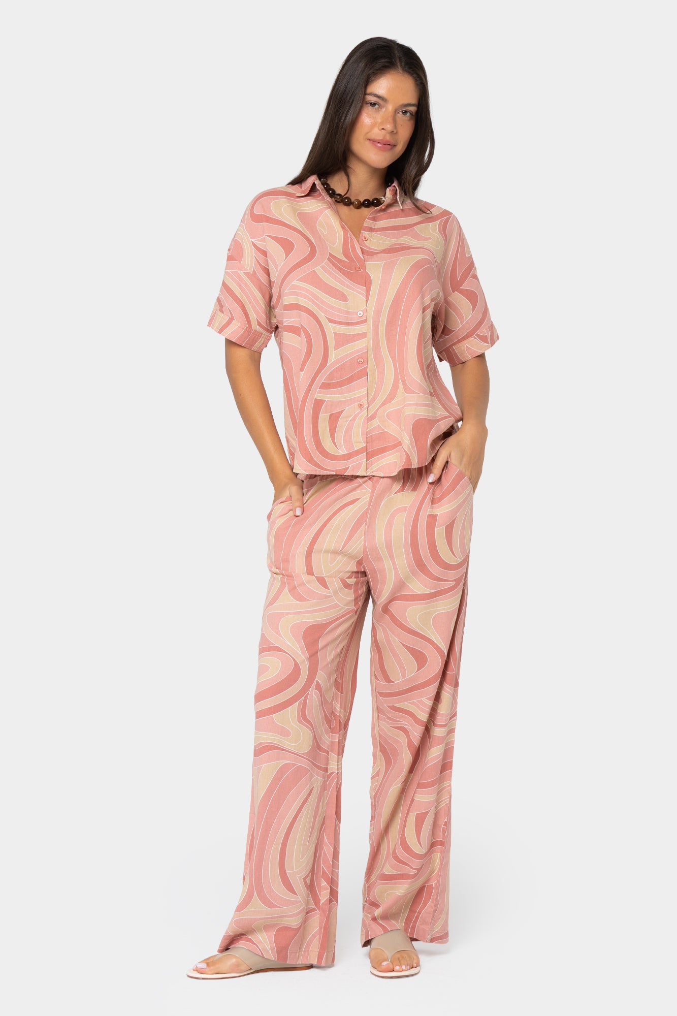Boheme Full Length Linen Wide Leg Pants