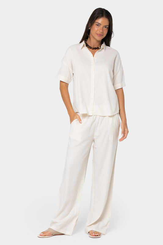 Boheme Full Length Linen Wide Leg Pants