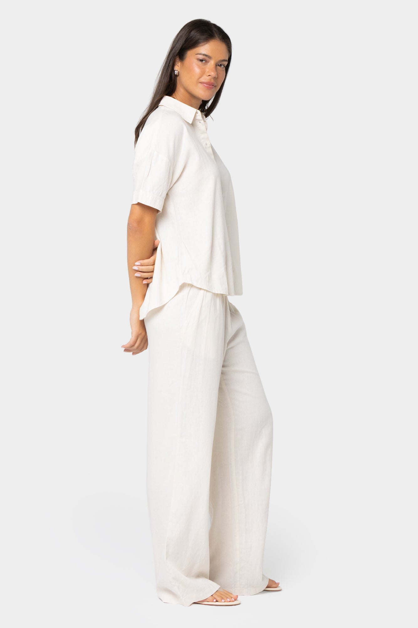 Boheme Full Length Linen Wide Leg Pants