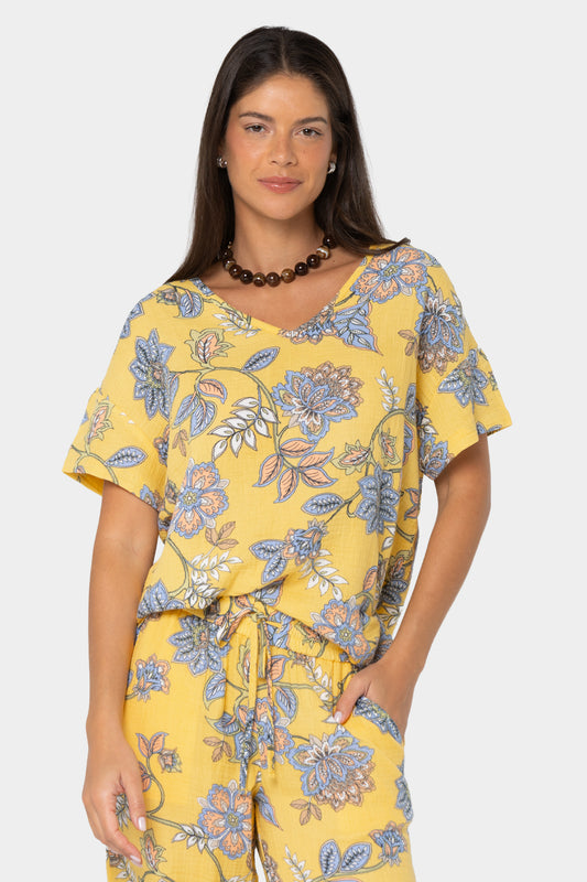 Boheme Elbow Sleeve V-Neck Dolman Sleeve Top