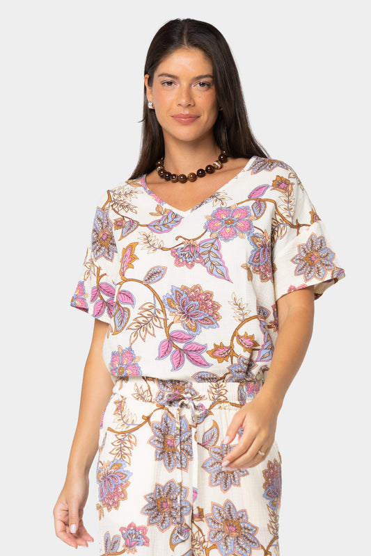 Boheme Elbow Sleeve V-Neck Dolman Sleeve Top