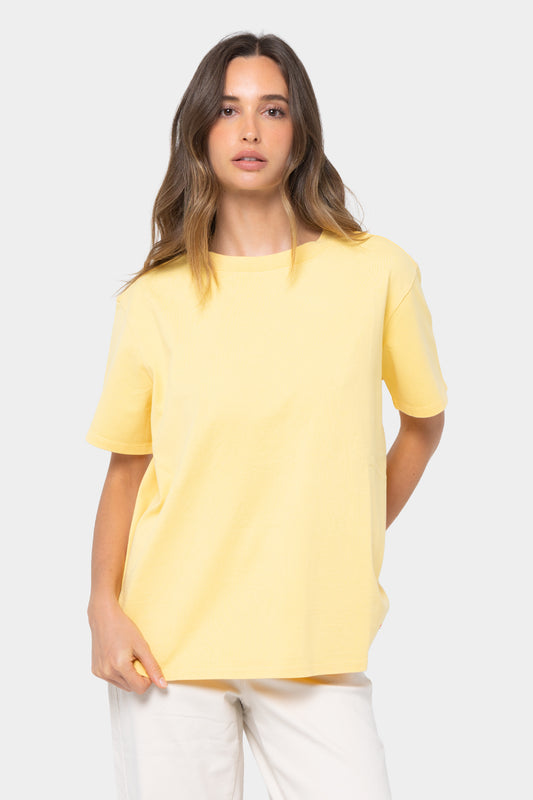 Cotton Wide Crew with Embroidered Motif Tee