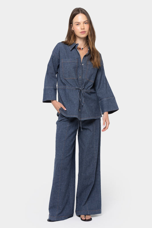 Wide Leg Front Seam Full Leg Denim