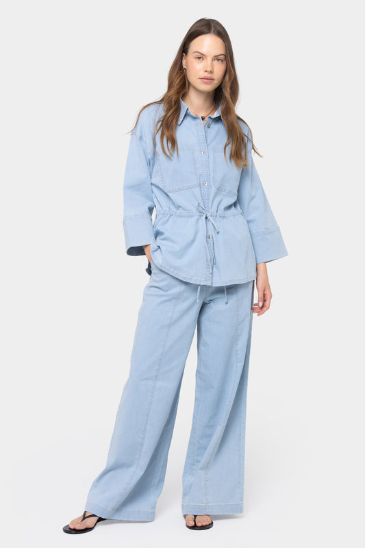 Wide Leg Front Seam Full Leg Denim