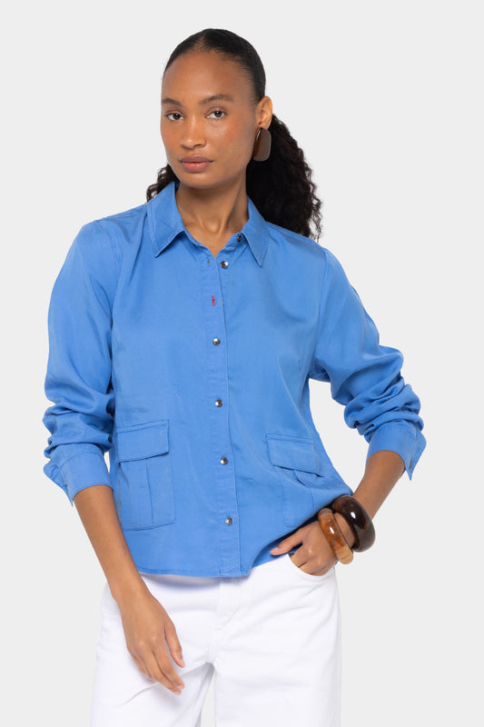 Boheme Lyocell Cropped Utility Shirt with Pockets