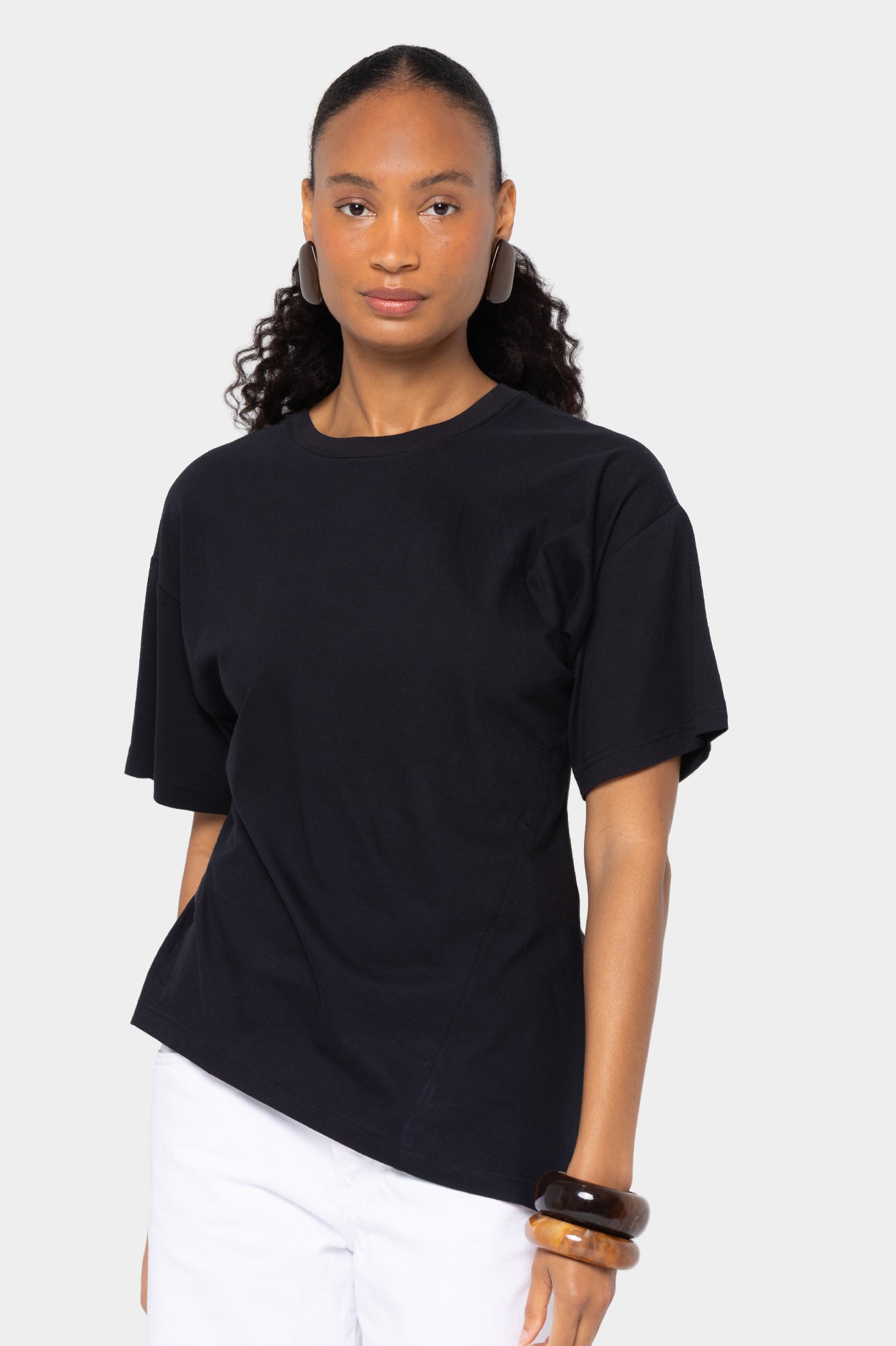 Sueded Knit Angled Seam Tee