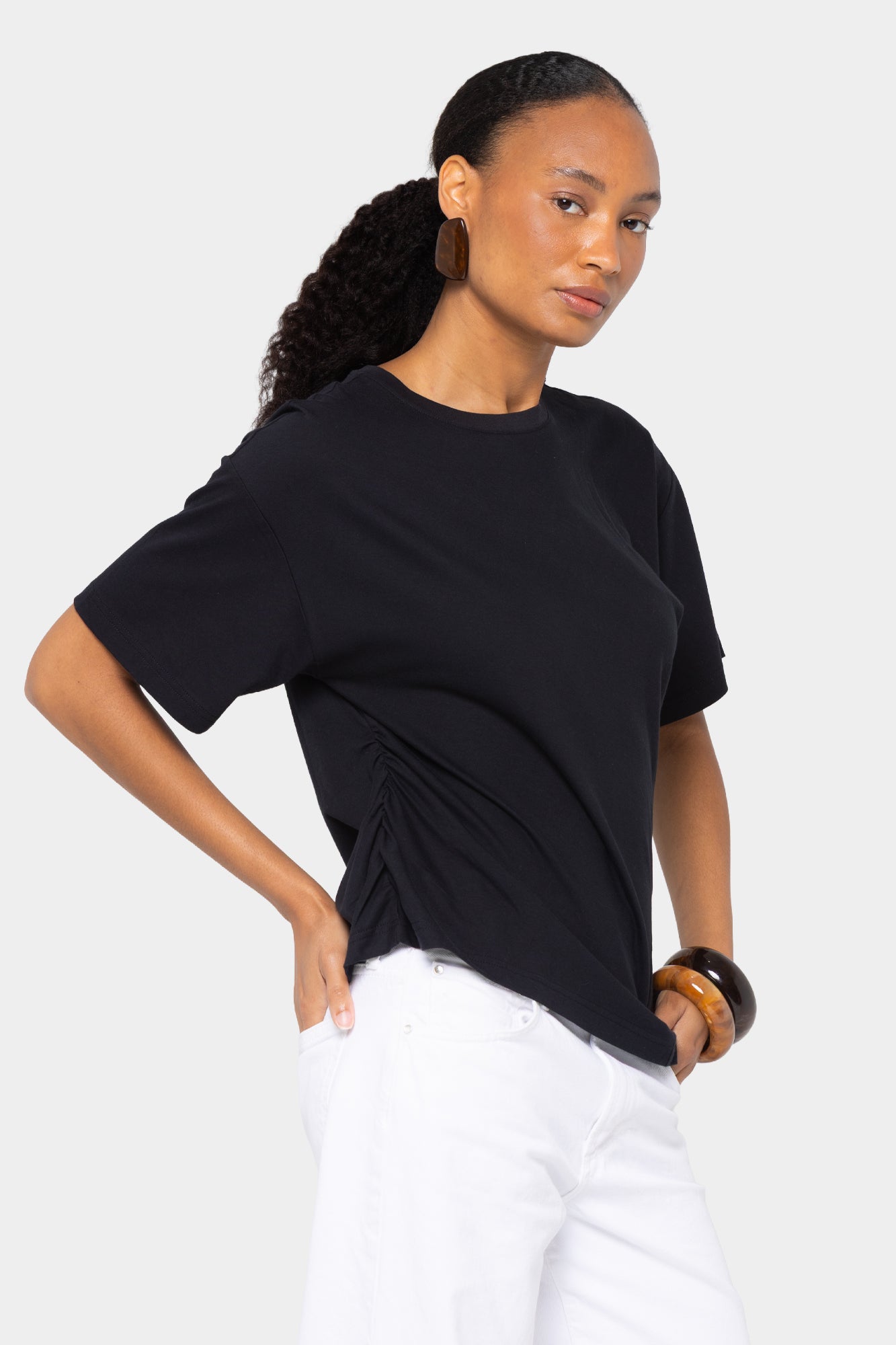 Sueded Knit Angled Seam Tee