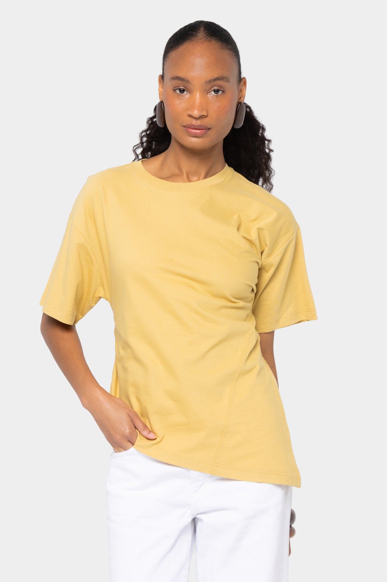 Sueded Knit Angled Seam Tee