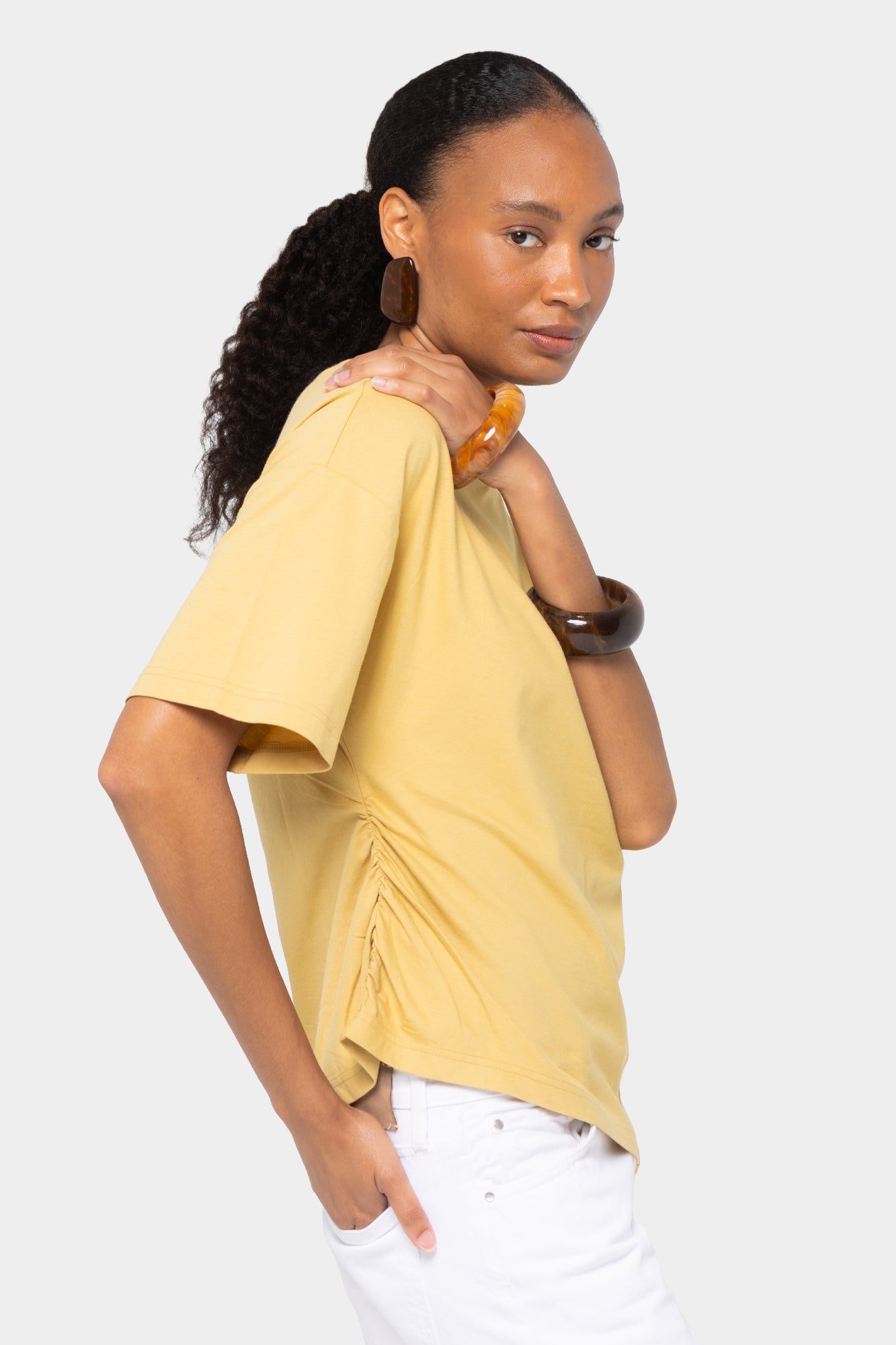 Sueded Knit Angled Seam Tee