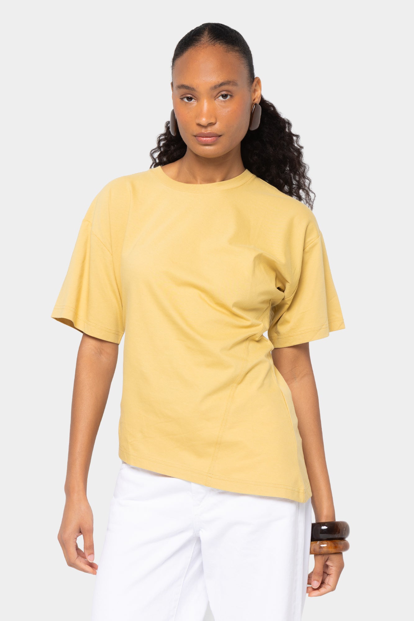 Sueded Knit Angled Seam Tee