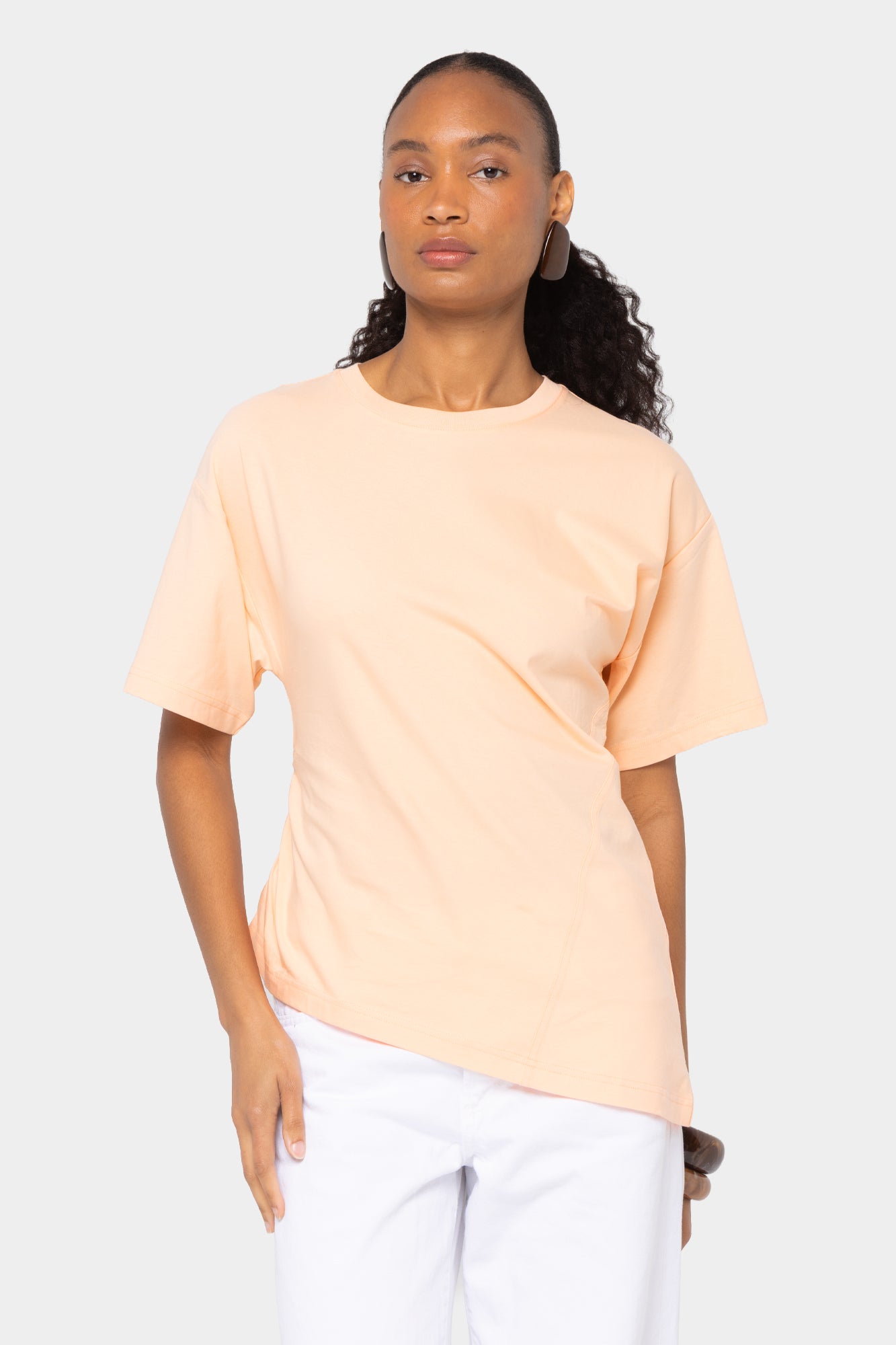 Sueded Knit Angled Seam Tee