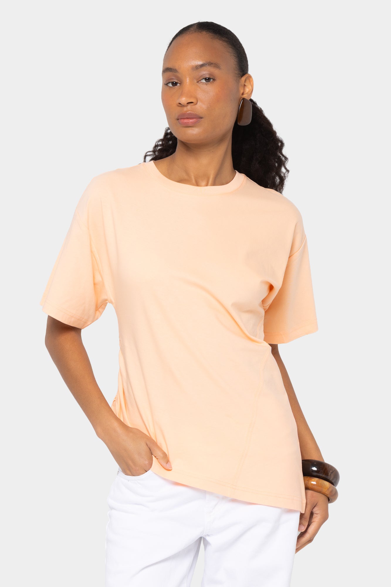 Sueded Knit Angled Seam Tee