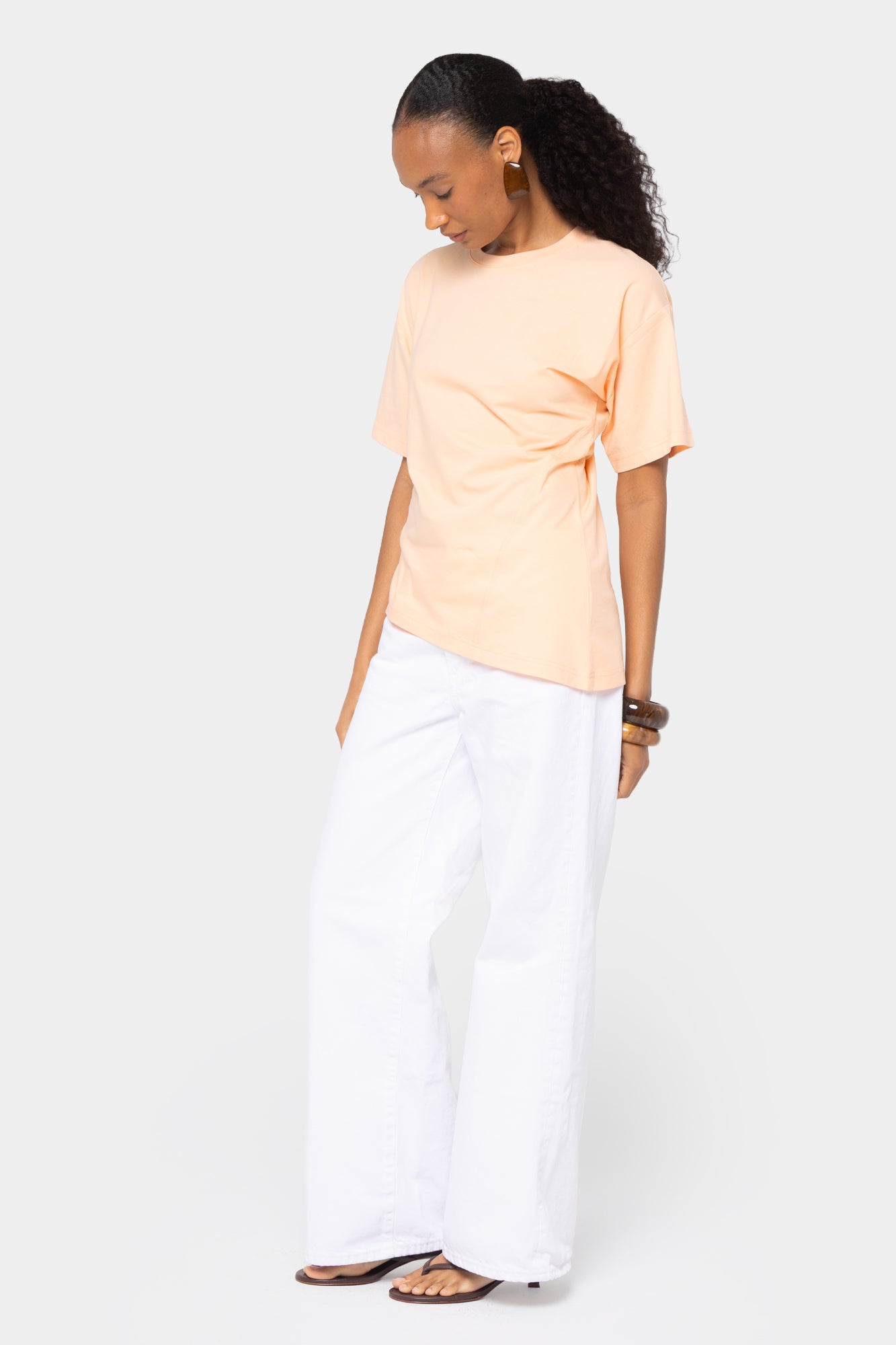 Sueded Knit Angled Seam Tee