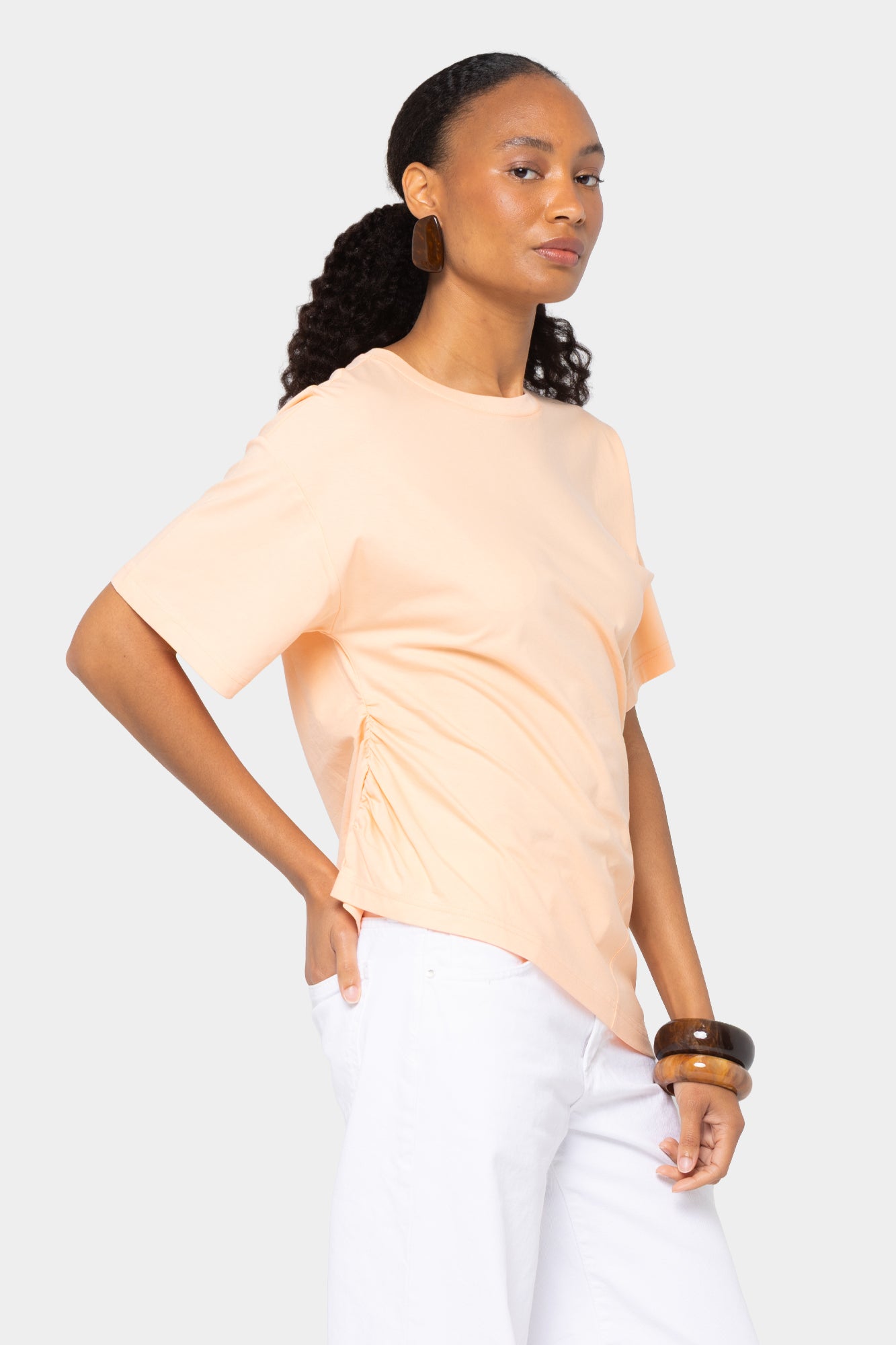 Sueded Knit Angled Seam Tee