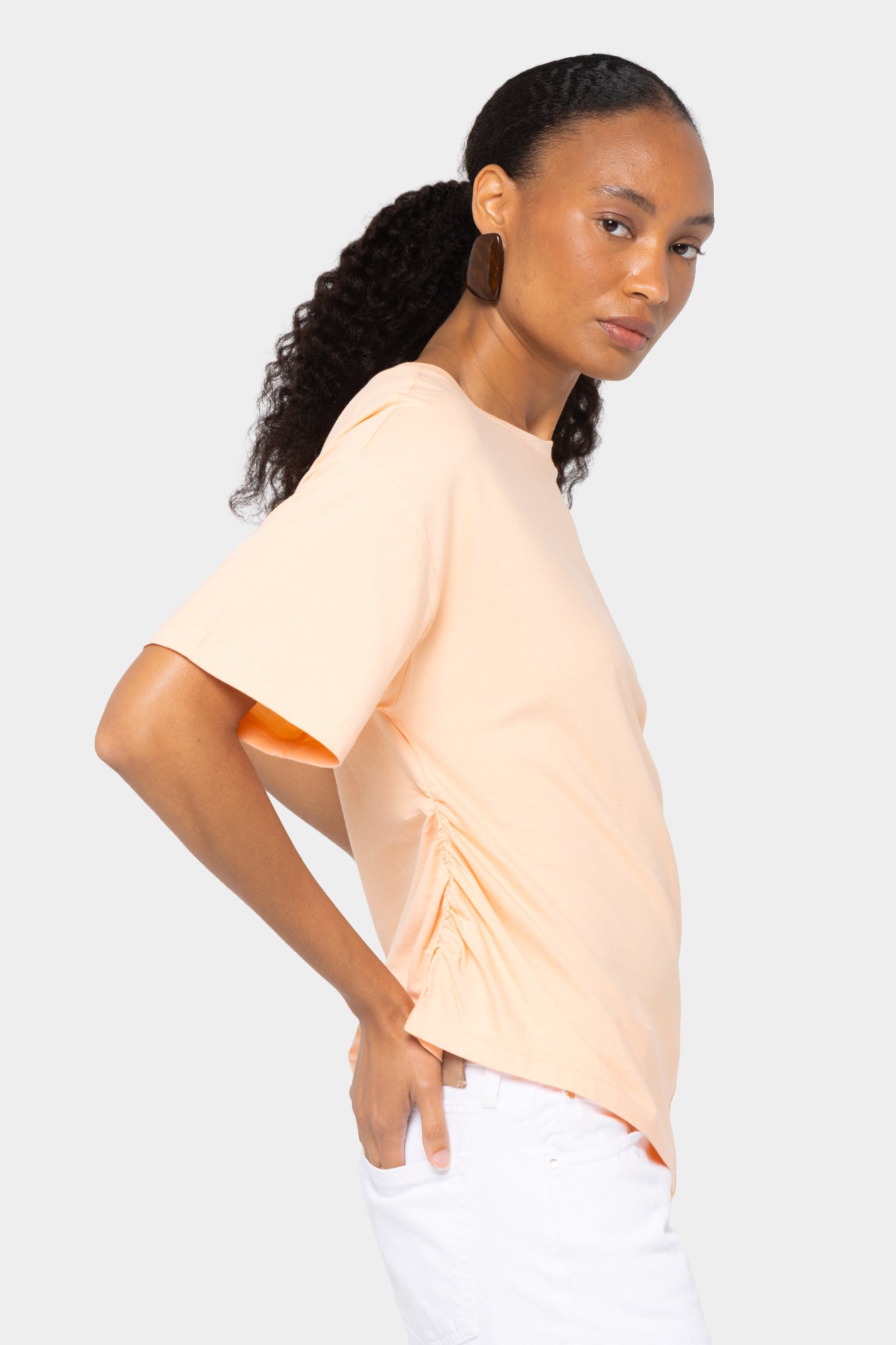 Sueded Knit Angled Seam Tee