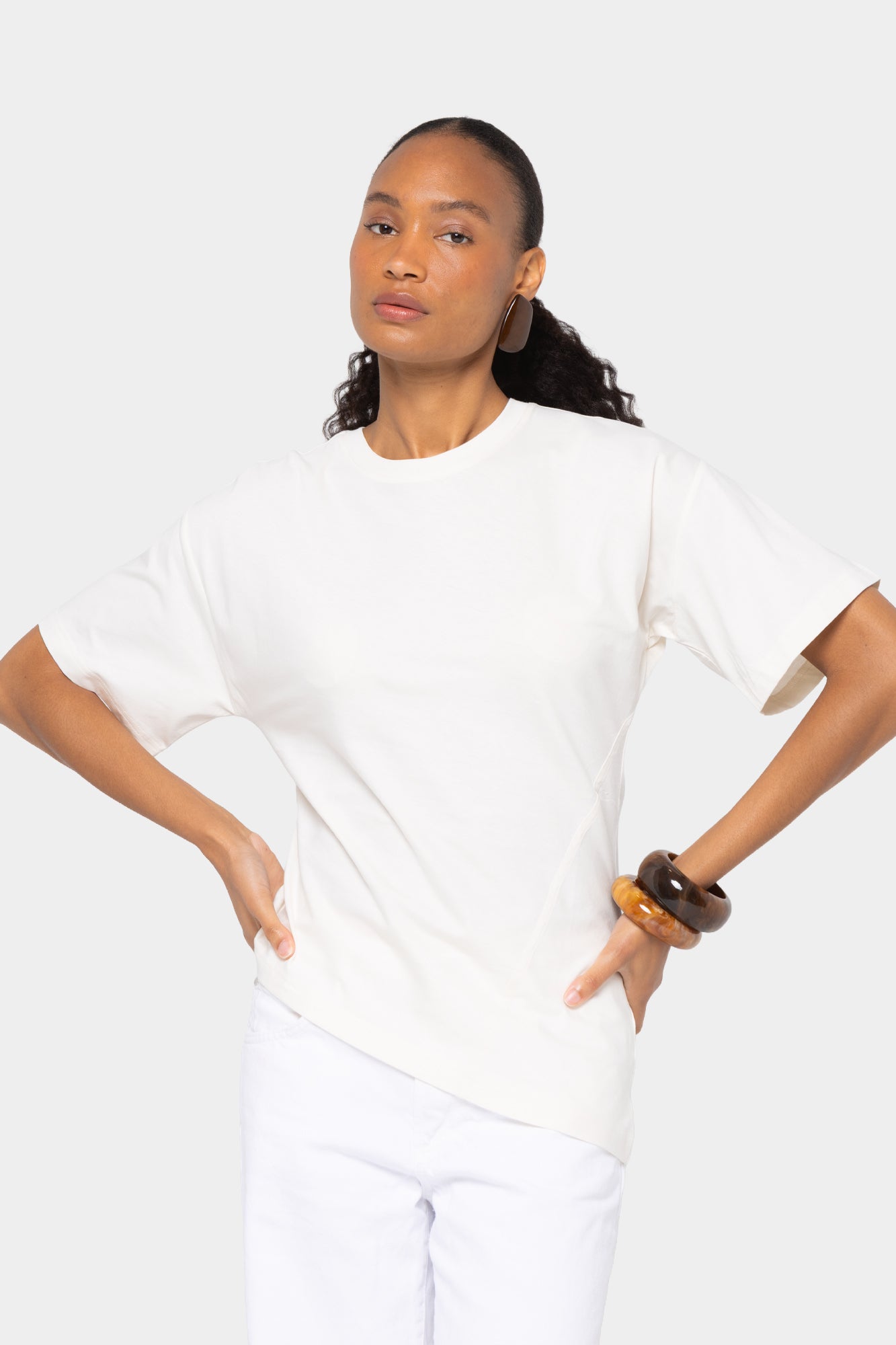 Sueded Knit Angled Seam Tee