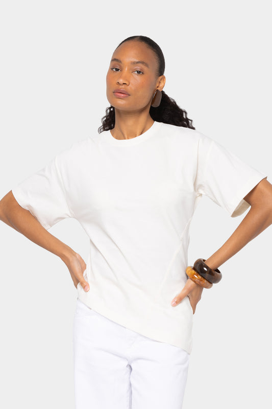 Sueded Knit Angled Seam Tee