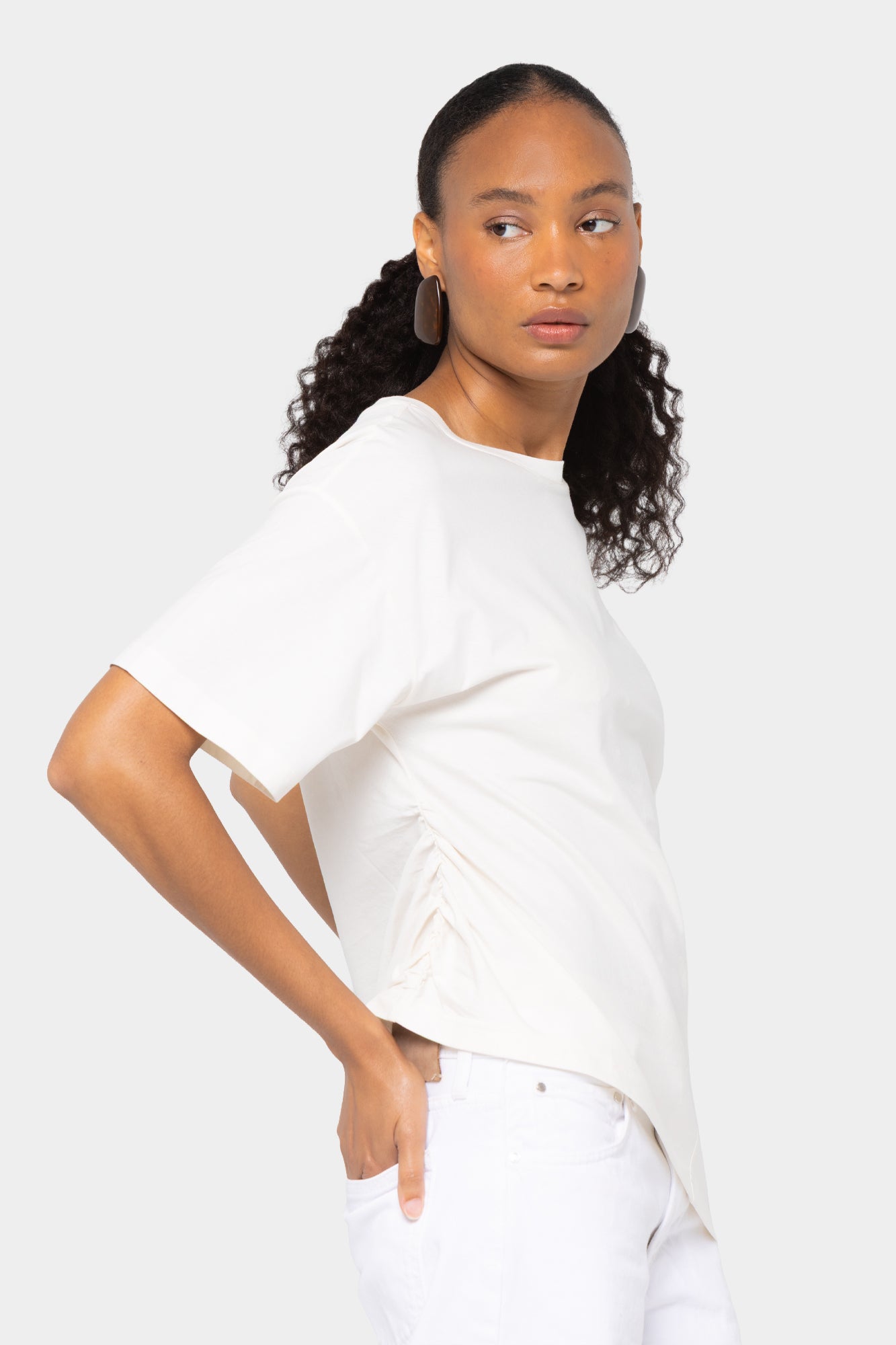 Sueded Knit Angled Seam Tee